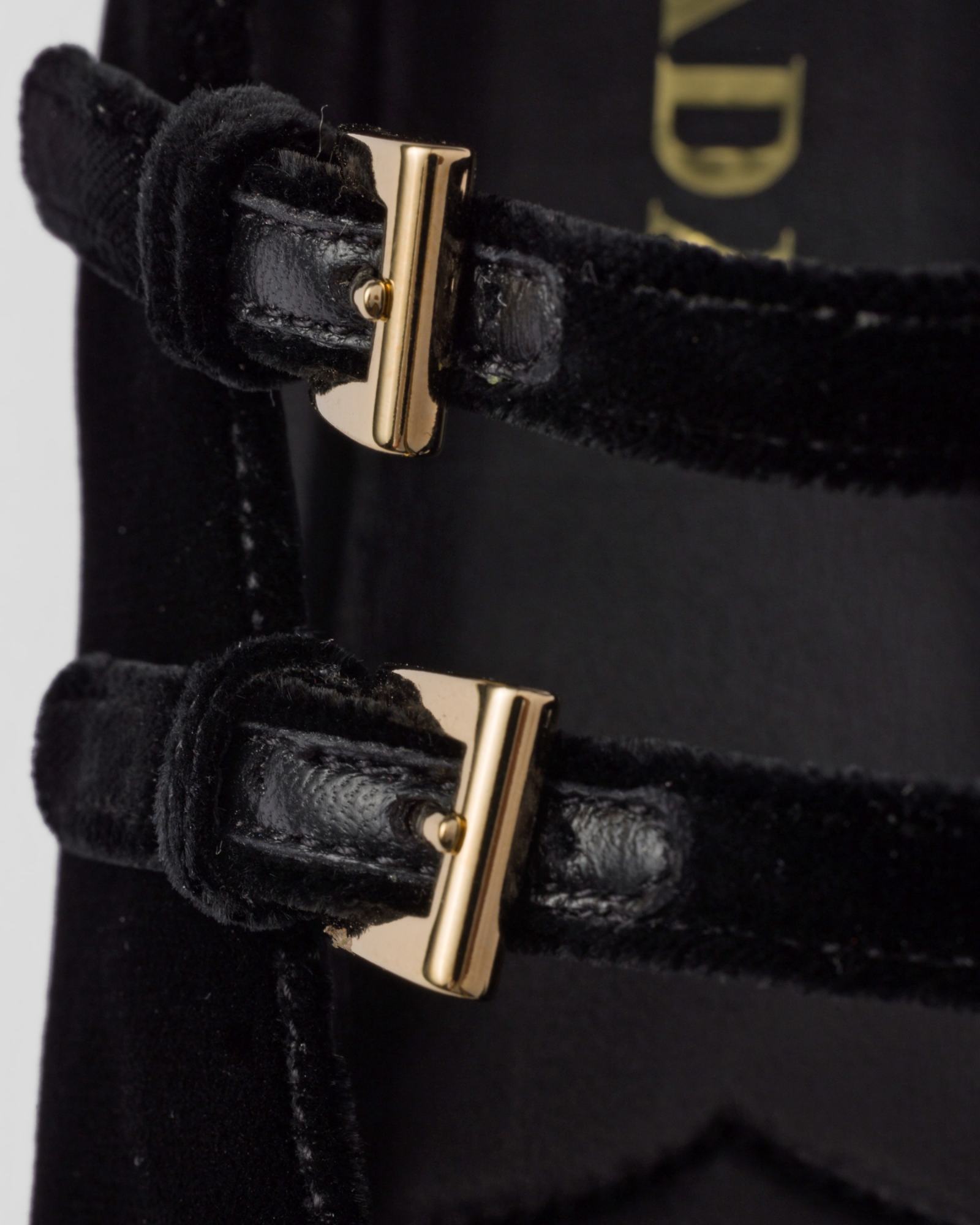 Prada Triangle Logo Velvet Ballet Flats In Black
