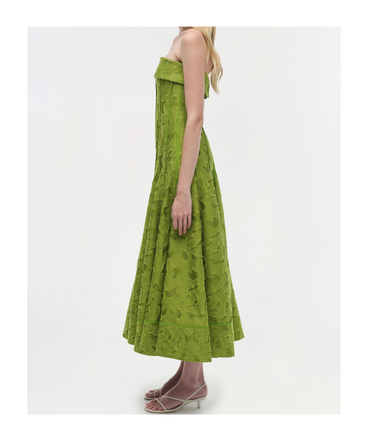JONATHAN SIMKHAI IMOGEN JACQUARD STRAPLESS MIDI DRESS