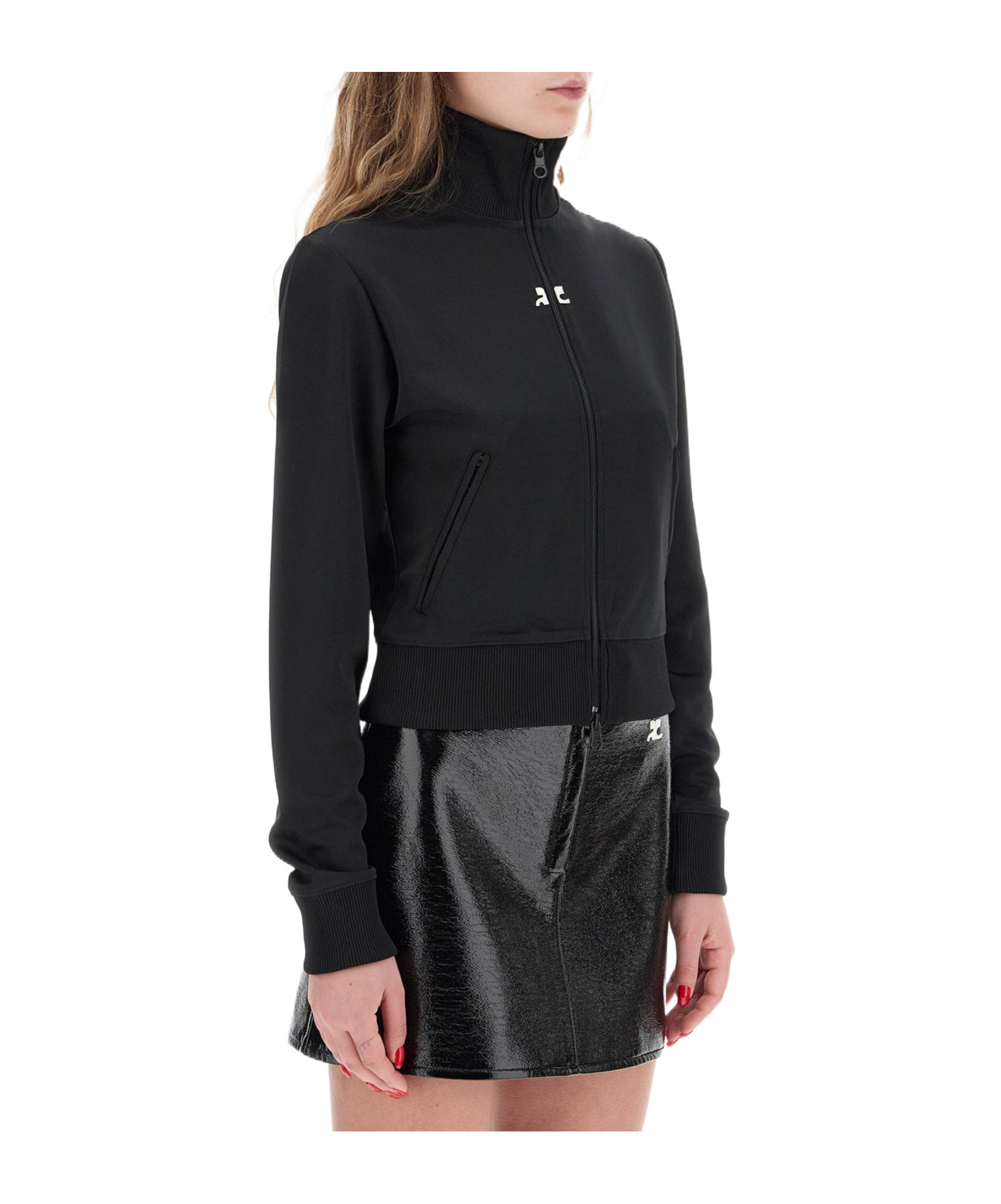 Courrèges Courreges Interlock Jersey Track Jacket For Athletic In Black