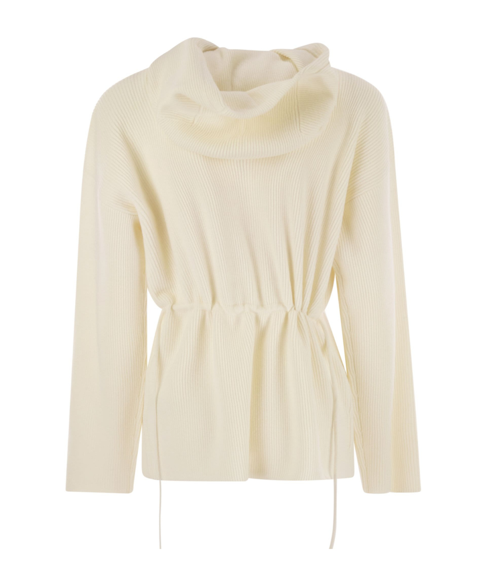 Fabiana Filippi English Ribbed Hooded Sweater In Neutral