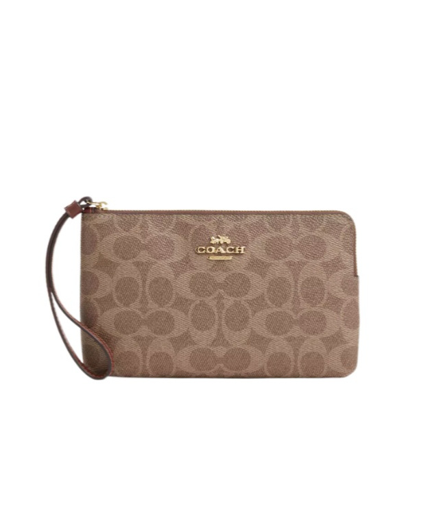 Coach Large Corner Zip Wristlet In Signature Canvas