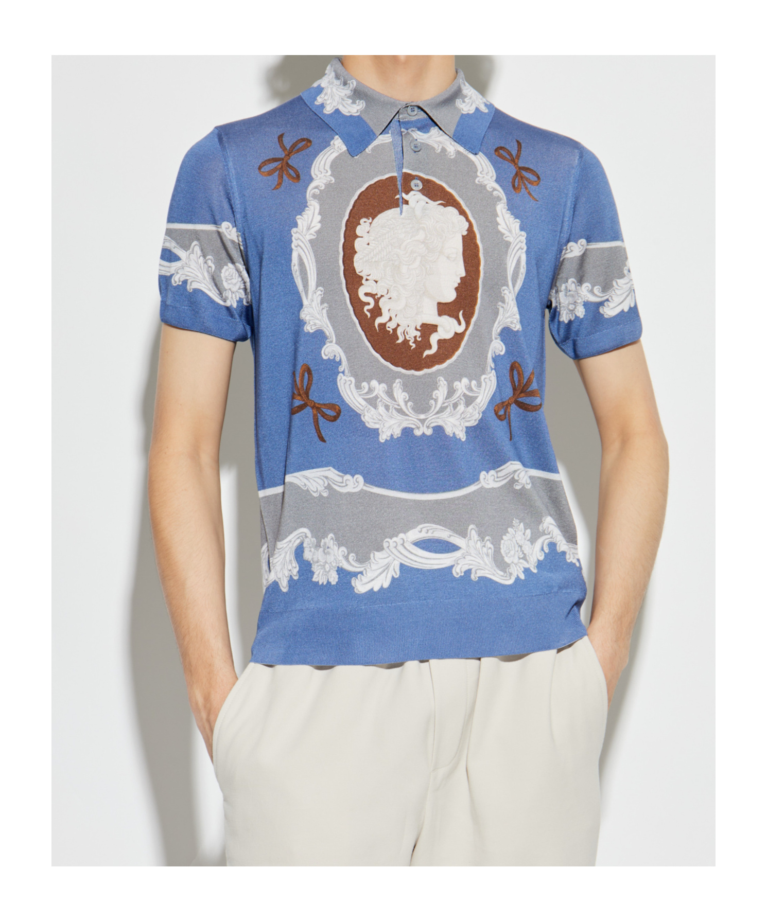 Versace Medusa-motif Polo Shirt In Blue