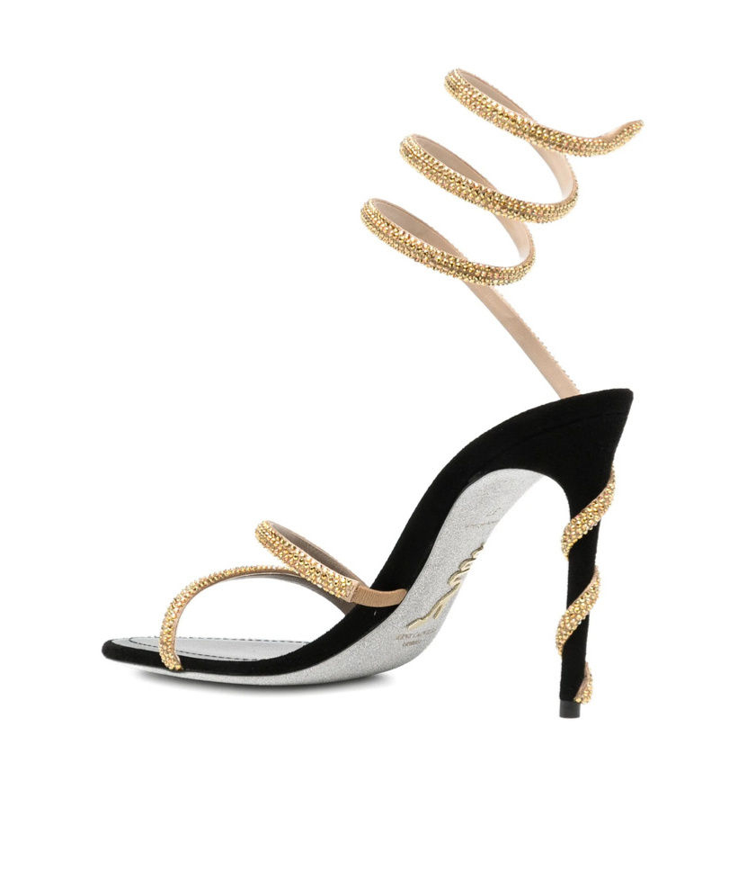 René Caovilla Round-toe High-heeled Sandals In Black