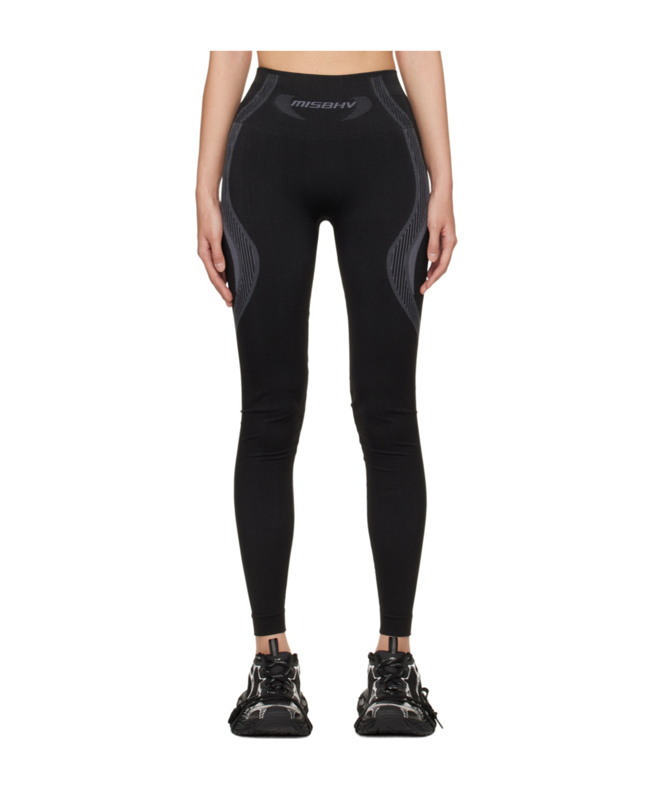 Misbhv Black Jacquard Leggings In Black