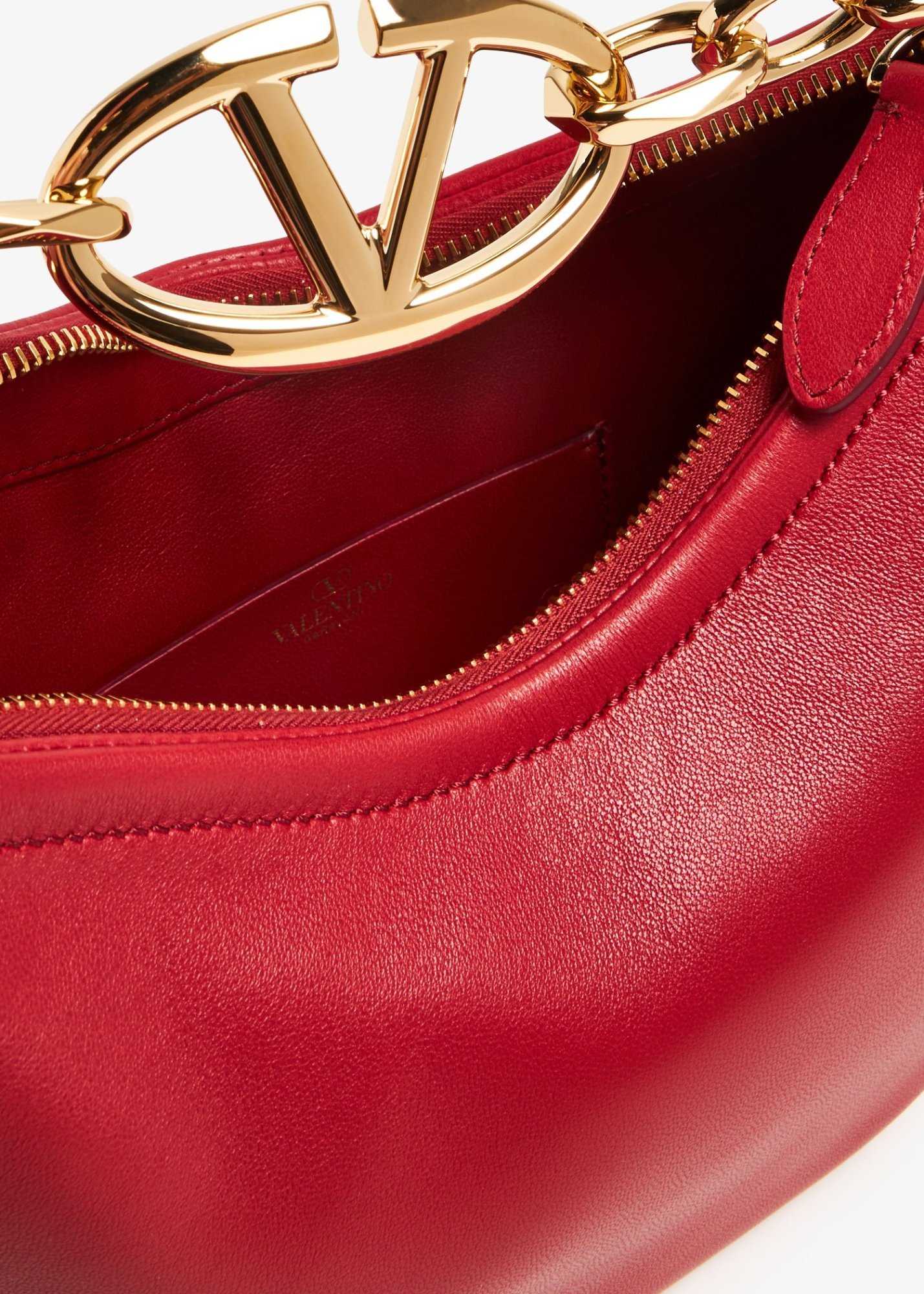 Valentino Mini Vlogo Moon Tote Bag In Red