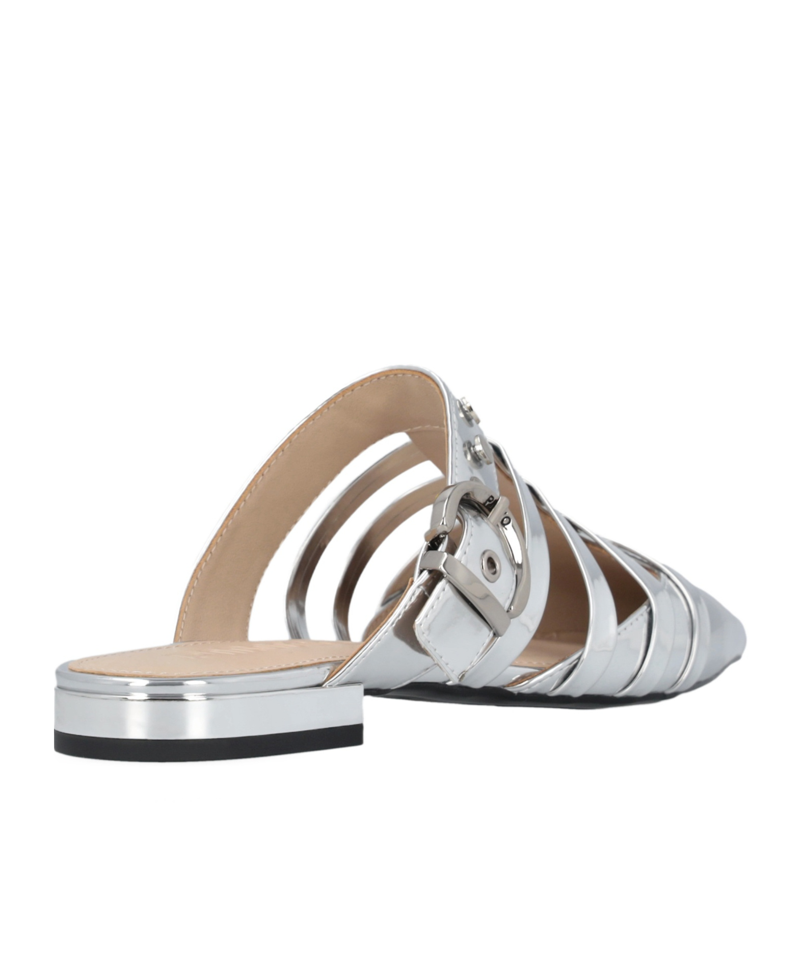 Pinko Leather Mules In Gold