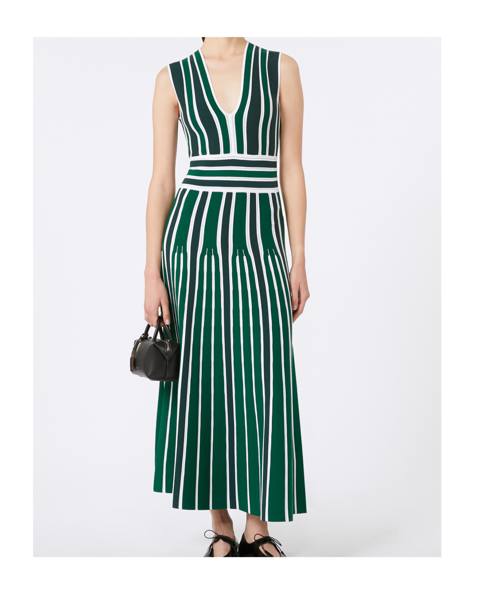 Max Mara Tallone Stripe Sleeveless Maxi Sweater Dress In Green