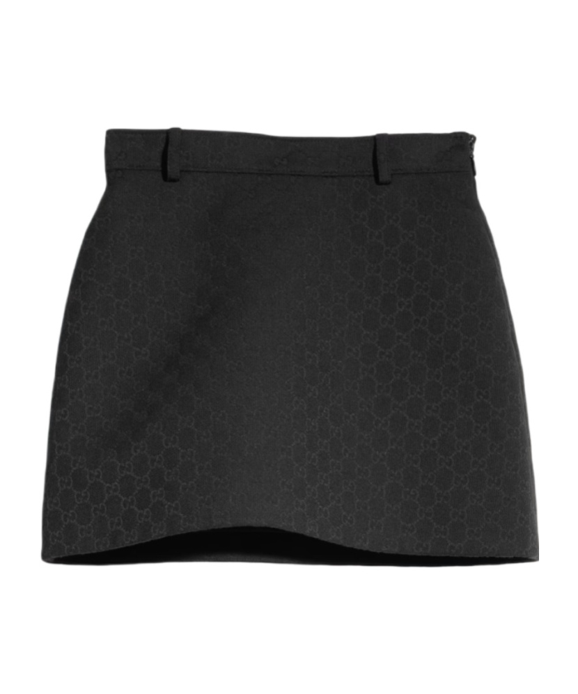 Gucci Gg Cotton Blend Mini Skirt In Black