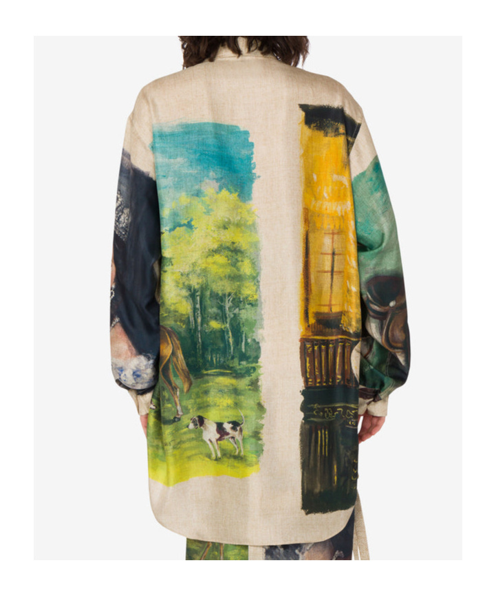 Moschino Printed Silk Twill Shirt In Green