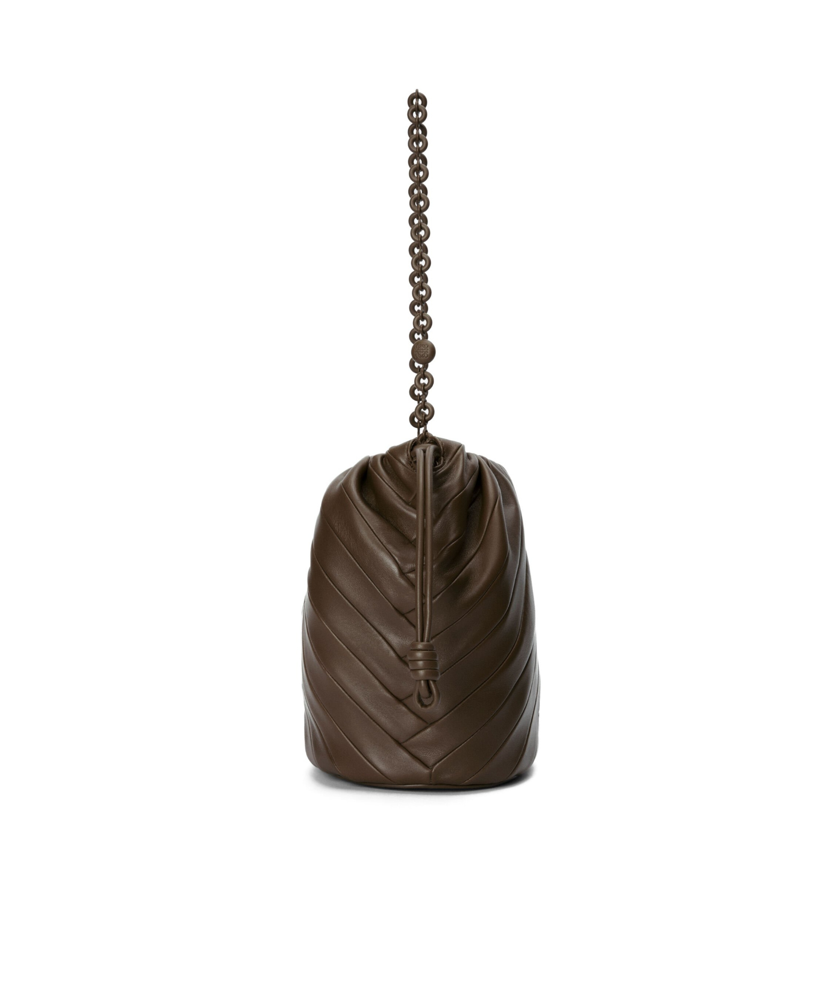 Loewe Womens Chocolate Flamenco Purse Leather Bucket Bag In Green
