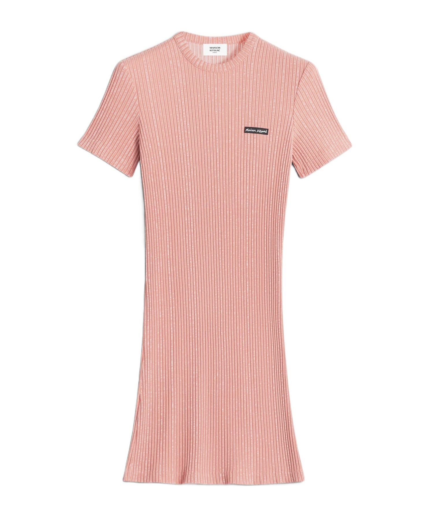Maison Kitsuné Maison Kitsune Handwriting Label Ribbed Polo Dress In Pink