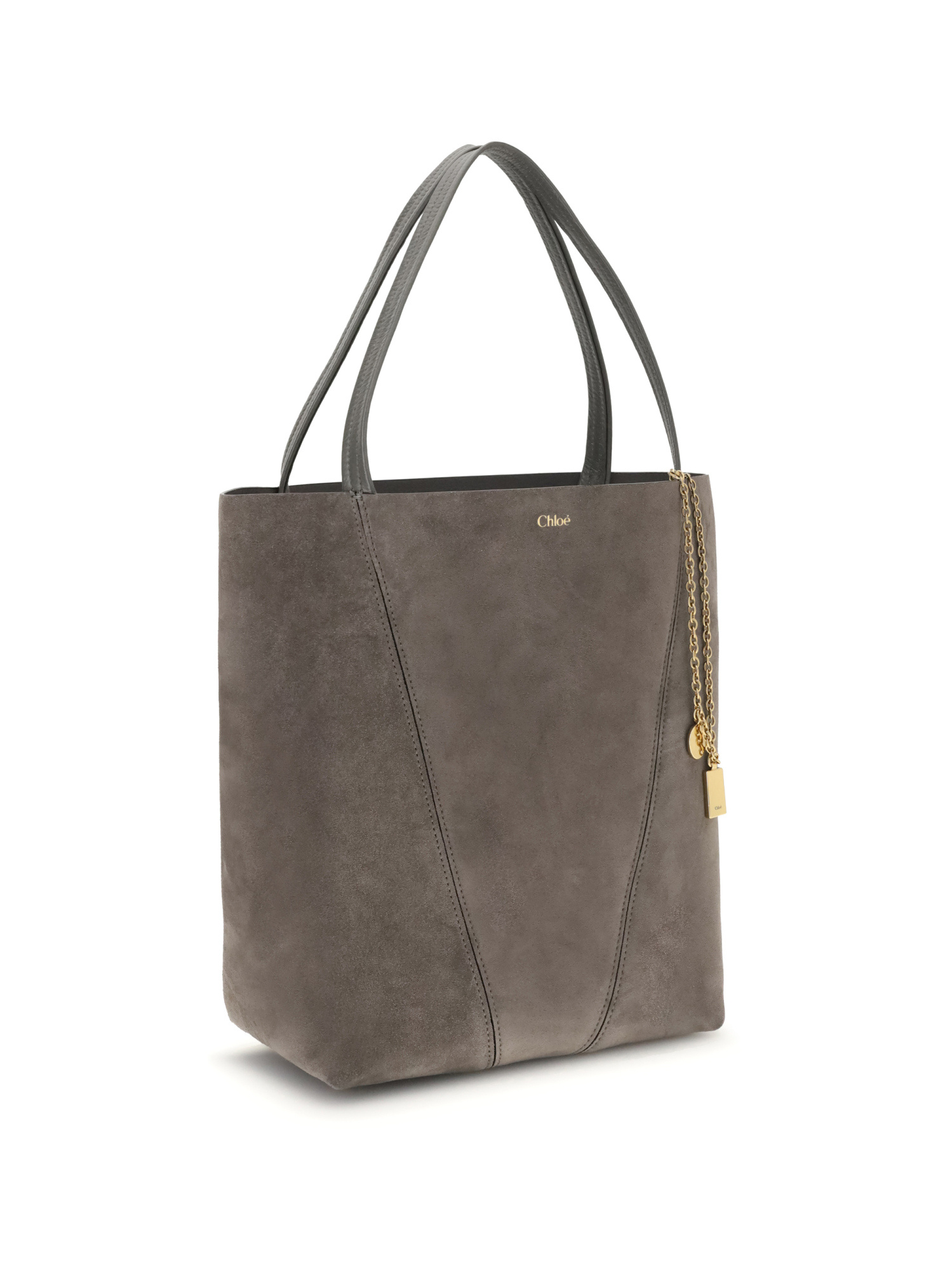 Chloé Spin Medium Tote Bag In Gray