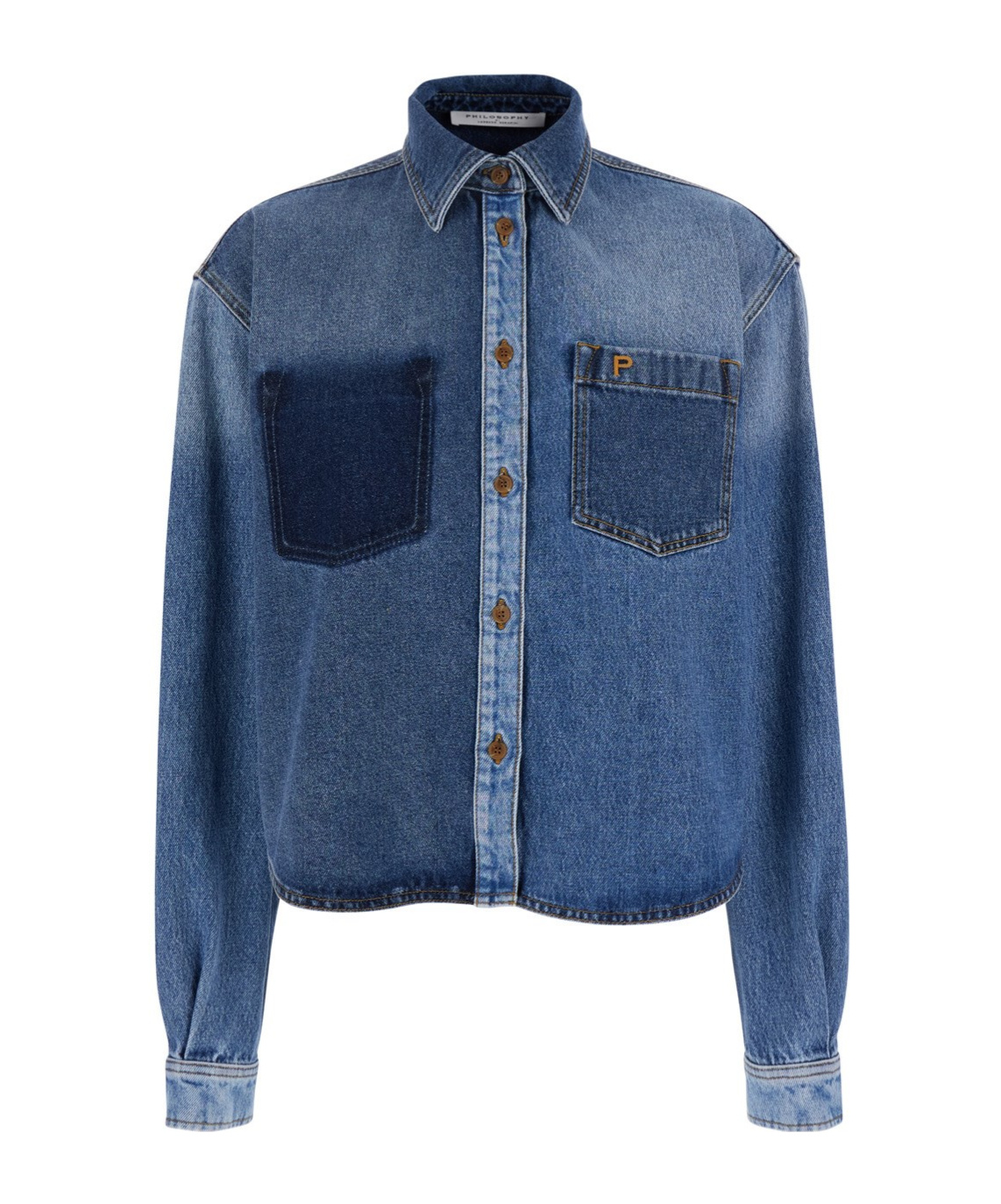 Shop Philosophy Di Lorenzo Serafini Long-sleeved Denim Shirt In Blue