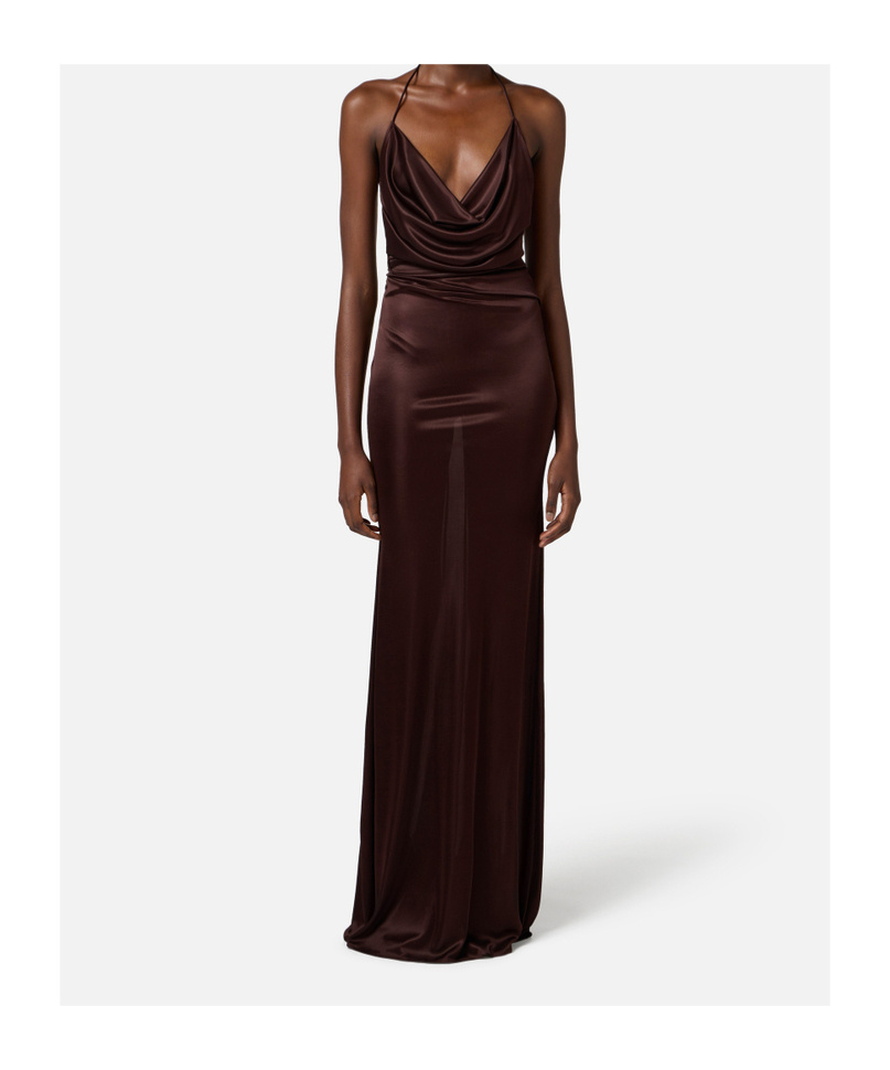 Elisabetta Franchi Open-back Jersey Maxi Dress In Black
