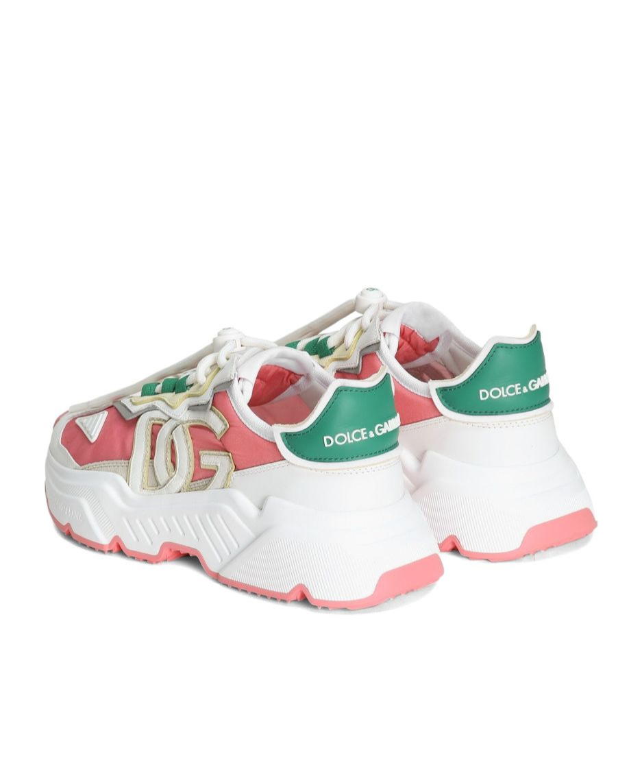 Dolce & Gabbana Daymaster Sneakers In Nylon And Leather Color White And Pink In White