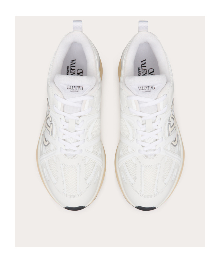 Valentino White Leather And Fabric Vlogo Easyjog Sneakers In White