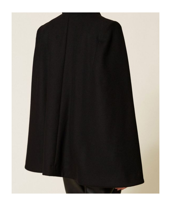 Twinset Wool-blend Double-breasted Coat In Black