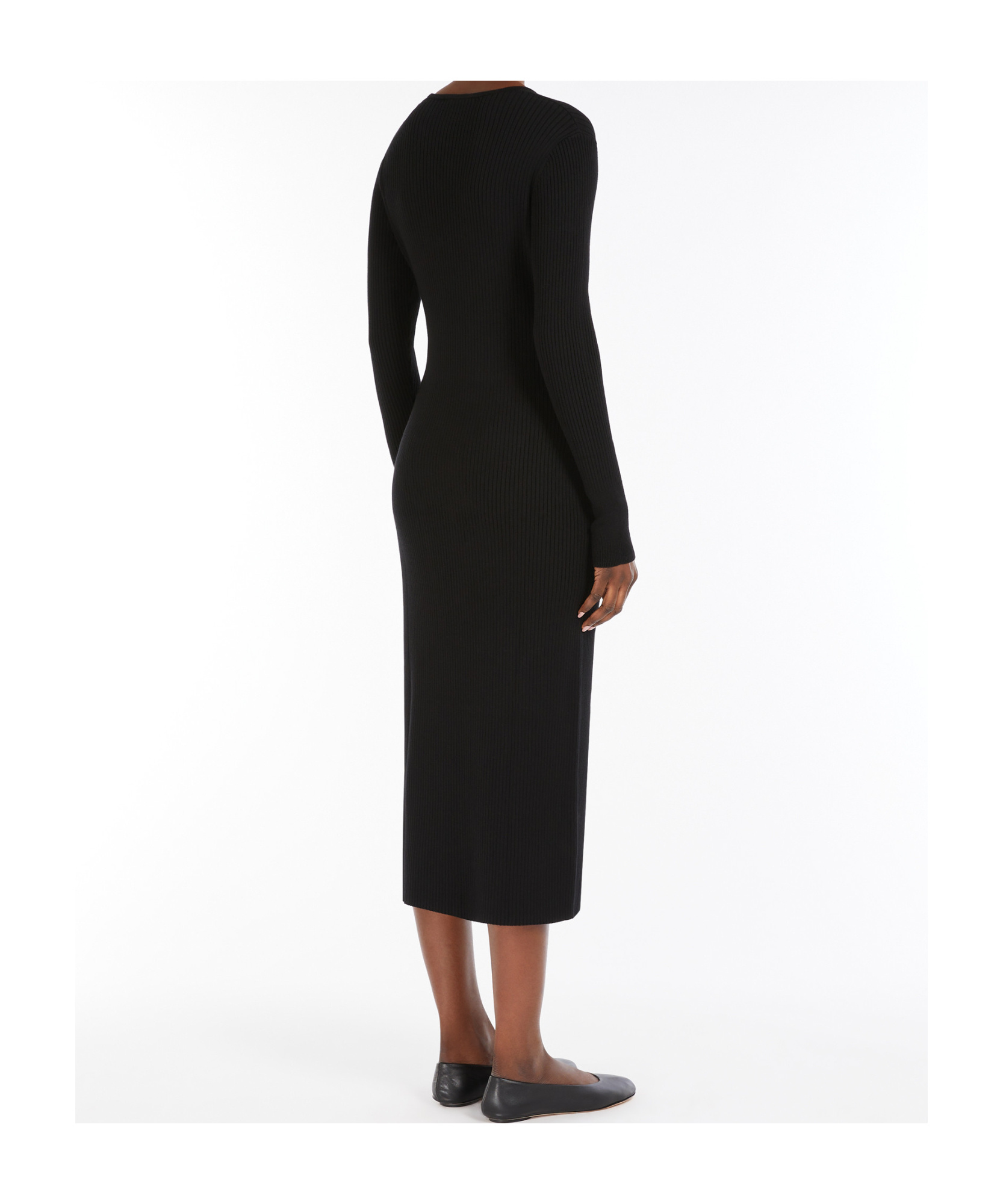 Weekend Max Mara Long-sleeved Knitted Dress In Black