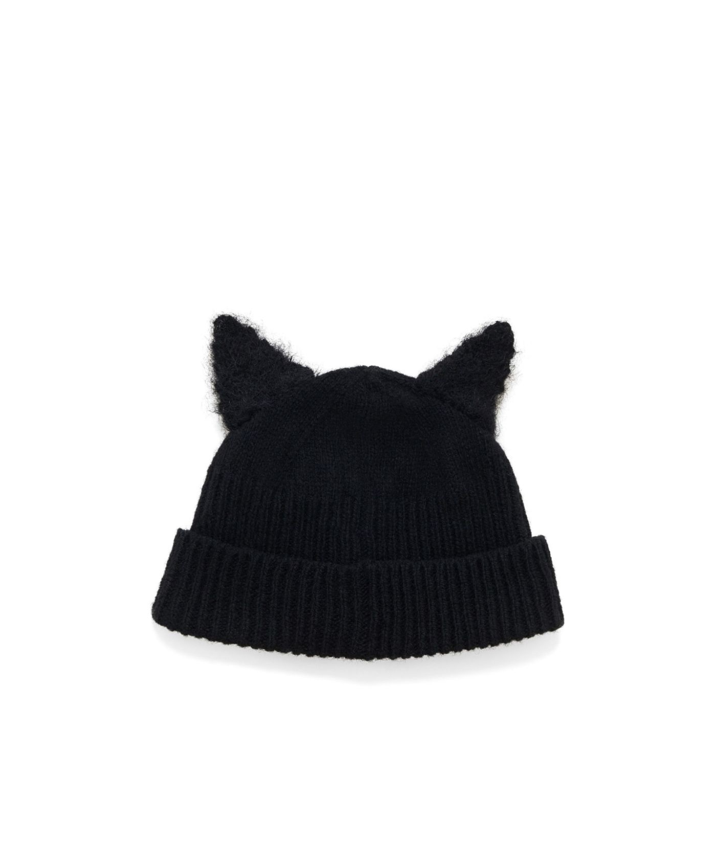 MARNI BLACK WOOL BEANIE WITH MOHAIR EARS