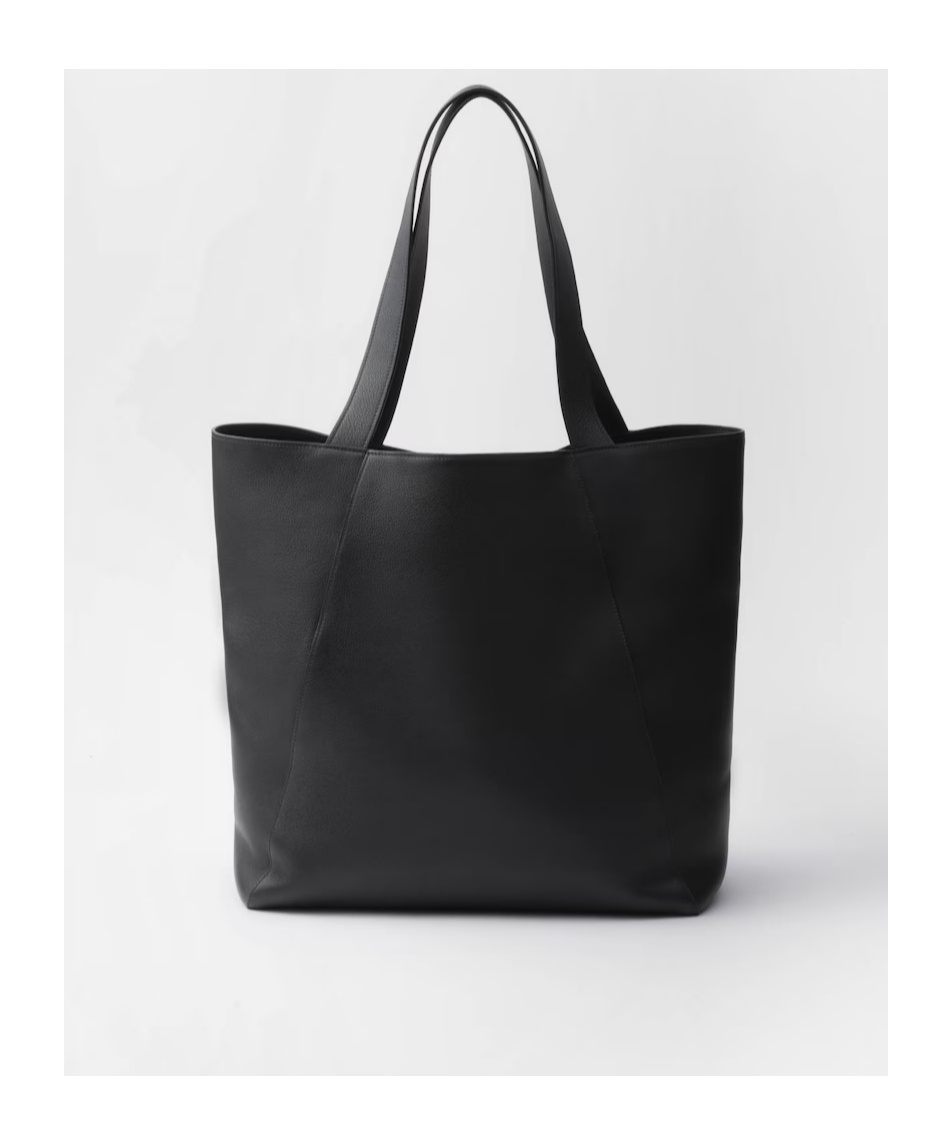 Prada Leather Tote Bag In Black