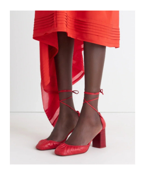 Lemaire 85mm Micro Ballerina 85 Gathered-toe Lace-up Flats In Red