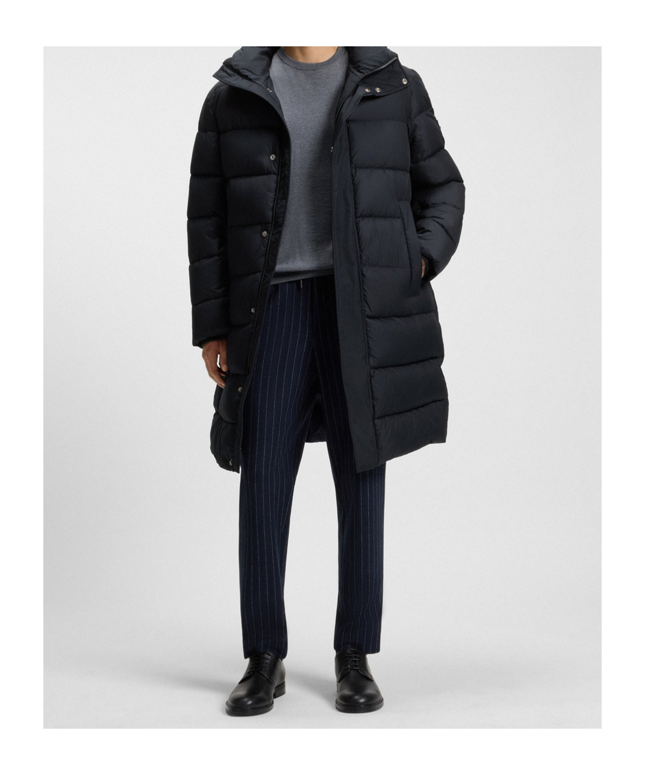 Hugo Boss Mens Black Hooded Padded Shell Coat In Black