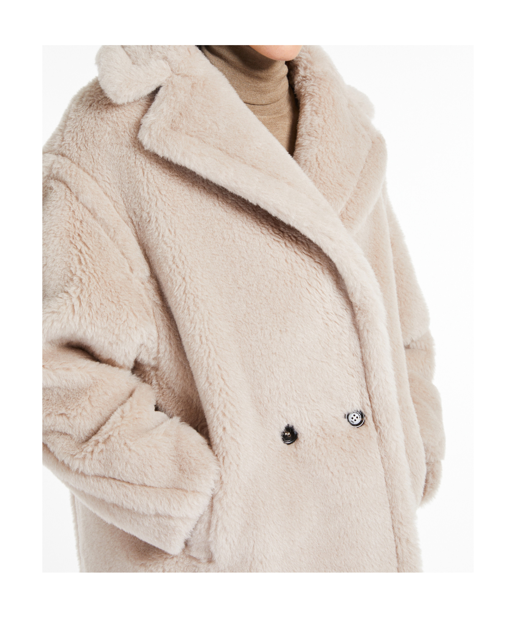 Max Mara Short Teddy Bear Icon Coat In Alpaca And Wool In Neutral