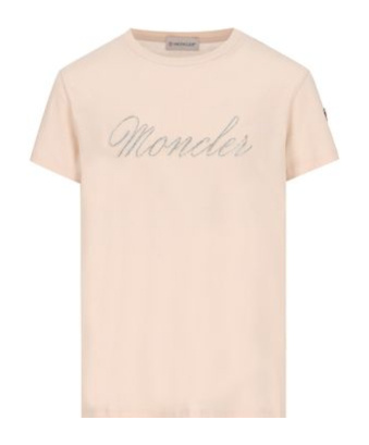 Moncler Enfant Logo Embroidered T-shirt In Nude