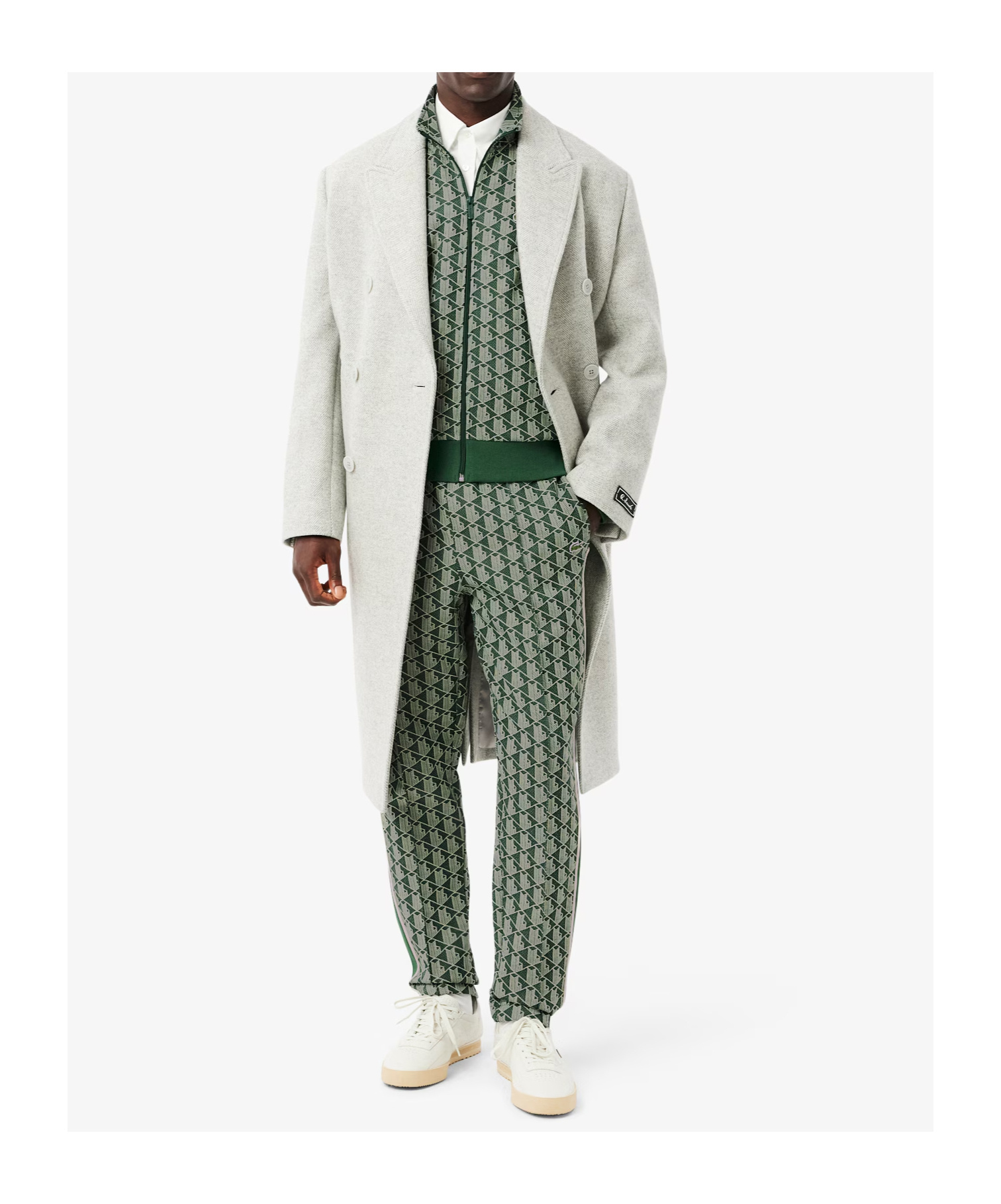 Lacoste Paris Jacquard Zip-up Track Jacket In Green