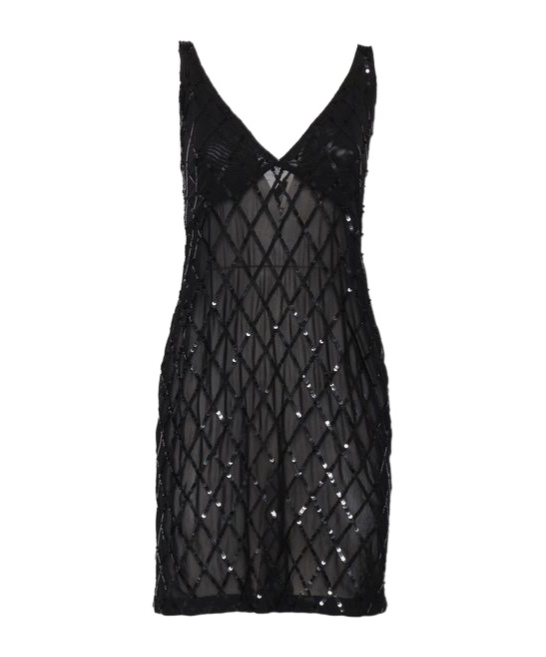 P.a.r.o.s.h V-neck Sequin Detail Mini Dress In Black