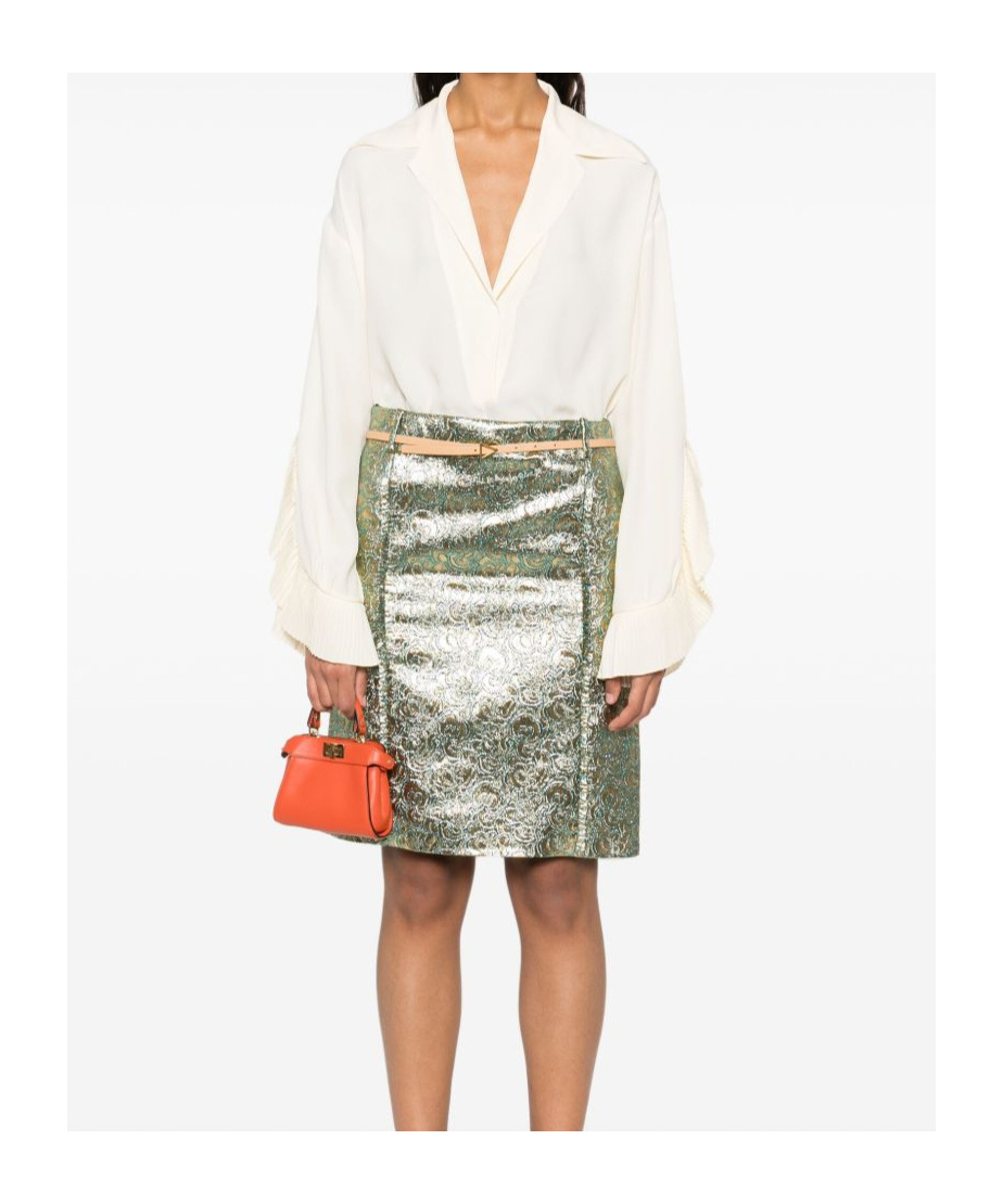 N°21 White Pleated Ruffle Sleeve Blouse In White
