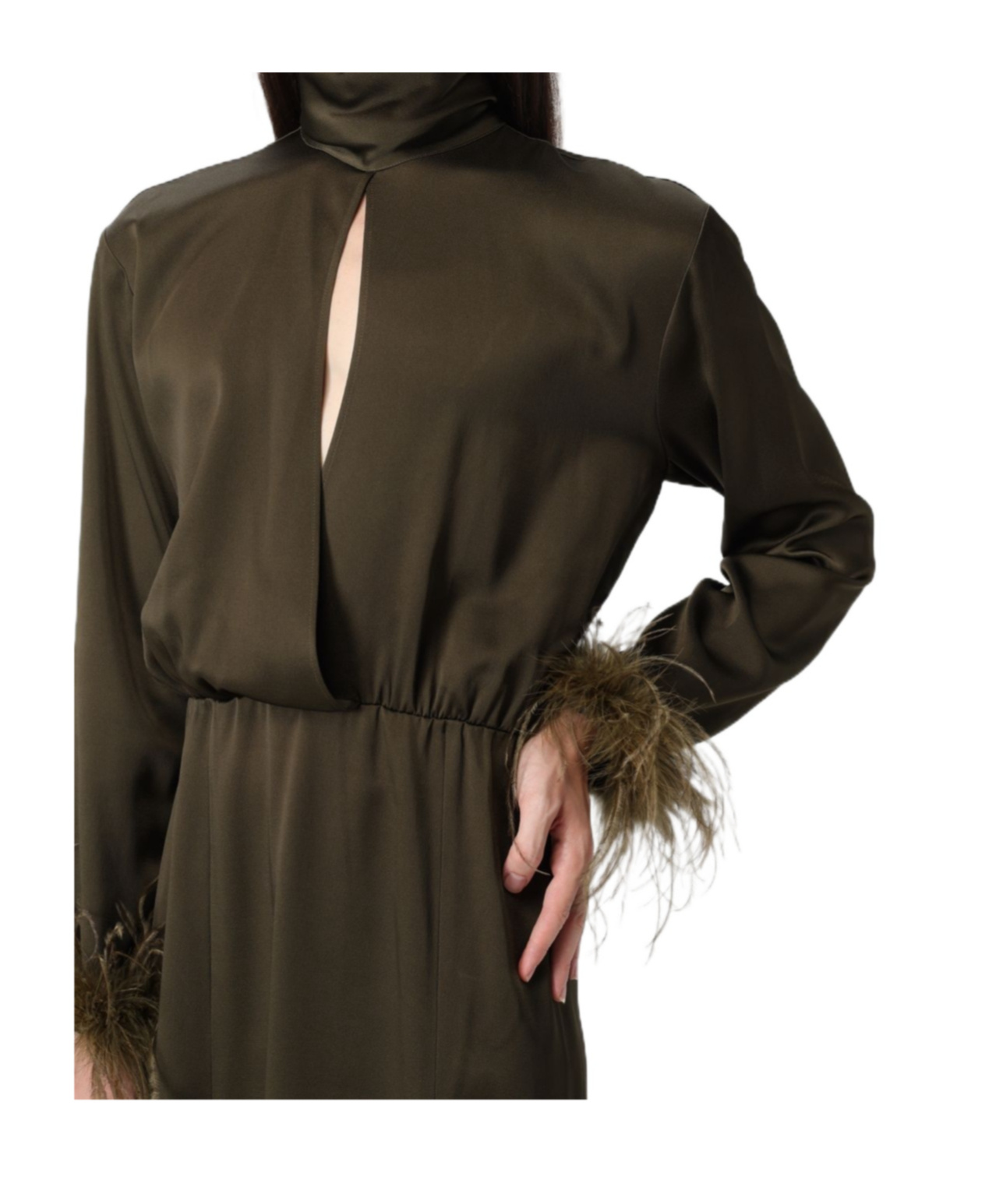 Blumarine Turtleneck Dress In Brown