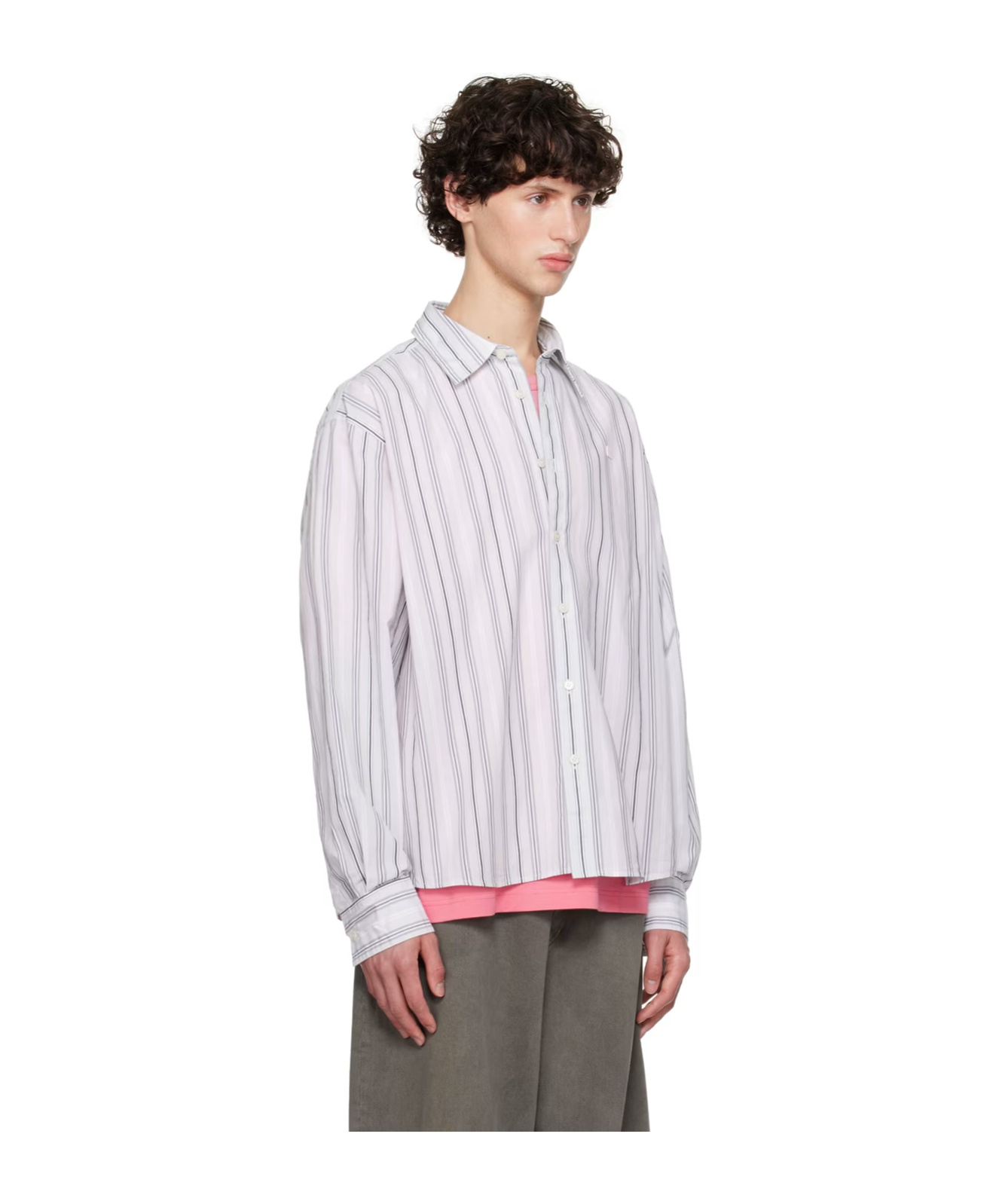 Acne Studios Striped Long-sleeved Shirt In White