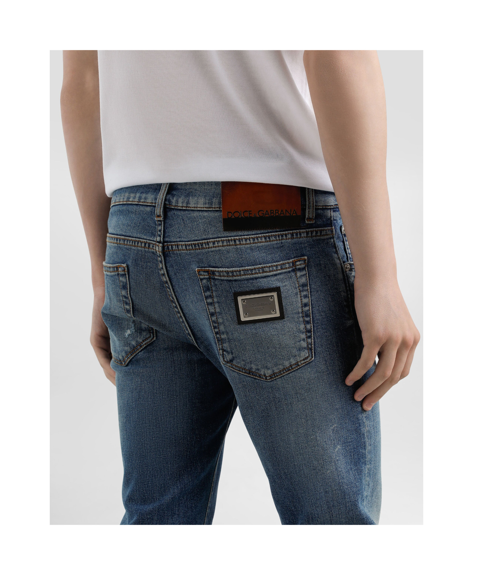 Dolce & Gabbana Whiskering-effect Skinny Jeans In Gray