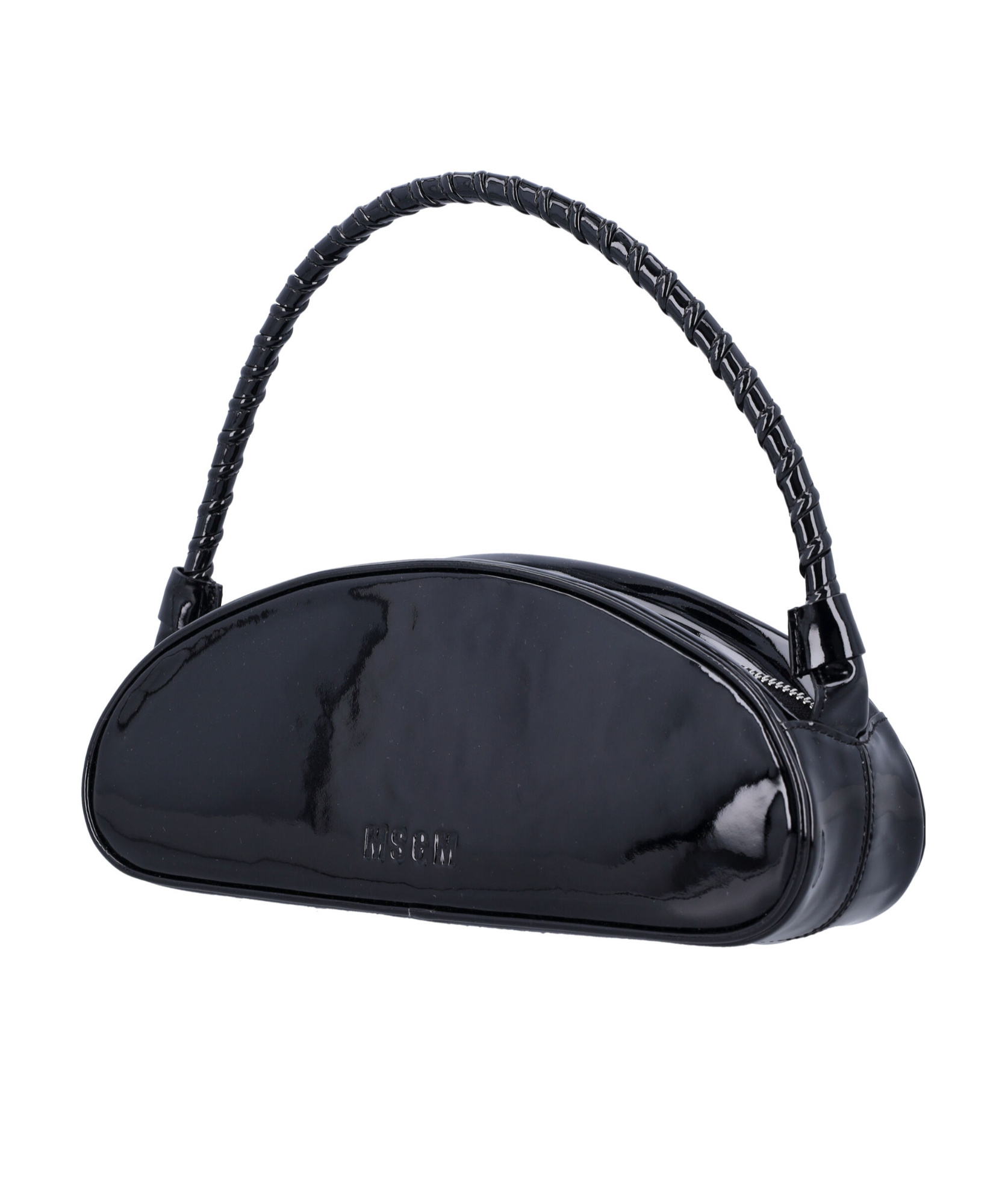 Msgm Logo-debossed Leather Tote Bag In Black