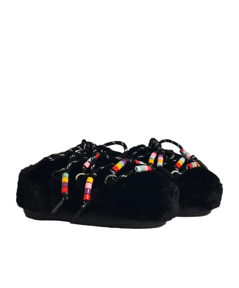 Shop Moon Boot Bead-embellished Faux-fur Mules In Black
