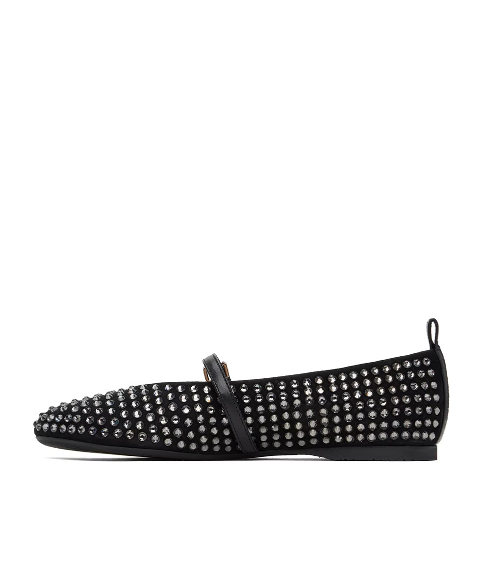 Jw Anderson Black Suede Mary Jane Ballerina Flats In Black