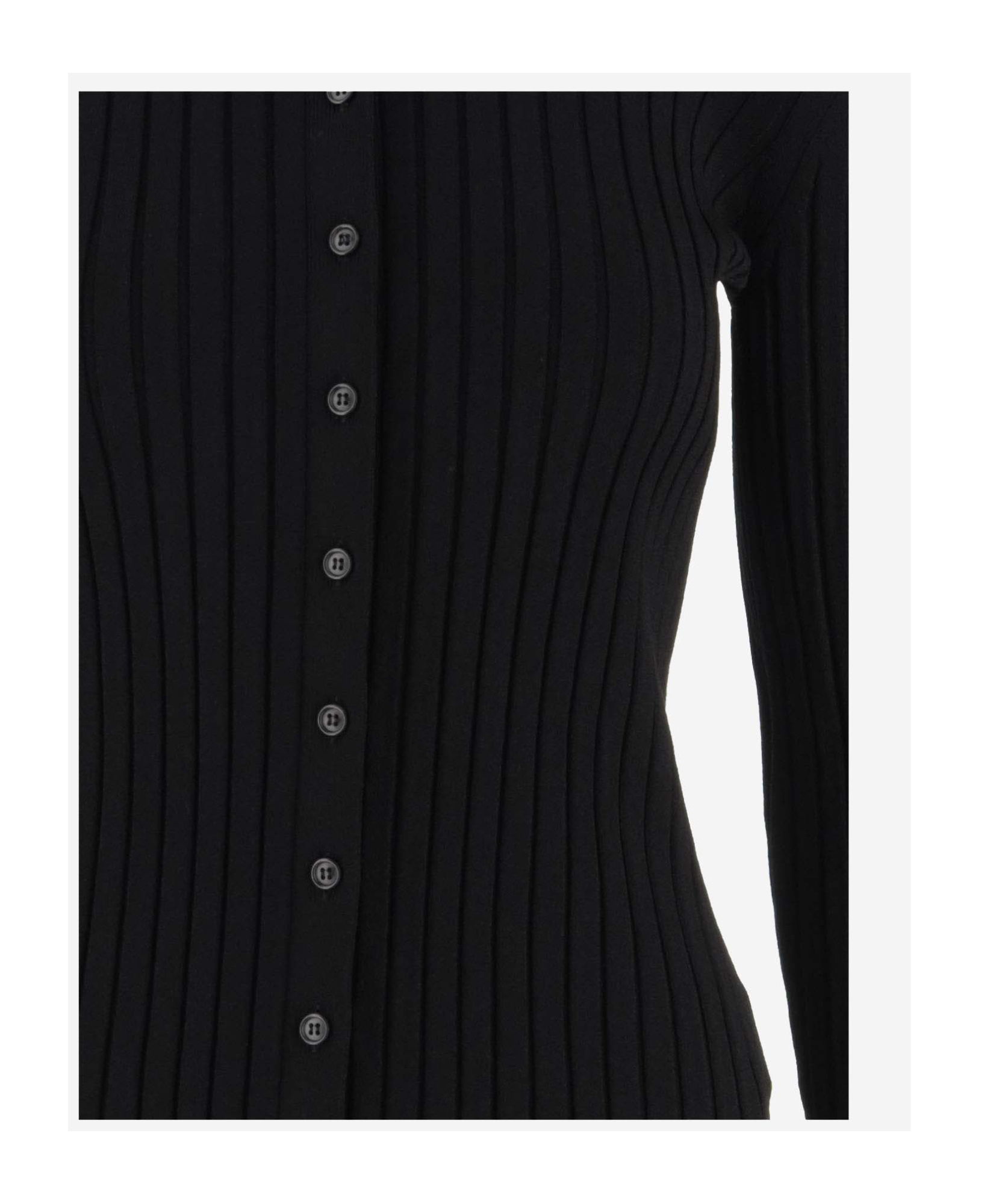 Nensi Dojaka Straight-point Collar Pleated Top In Black