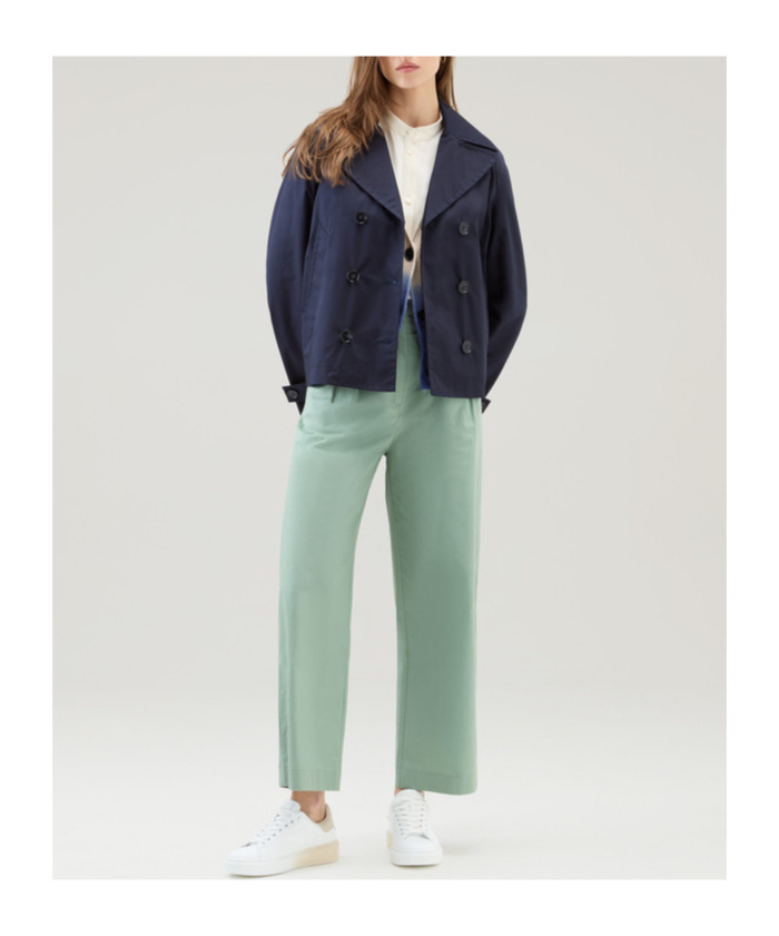 Woolrich Wide-leg Cotton Trousers In Green