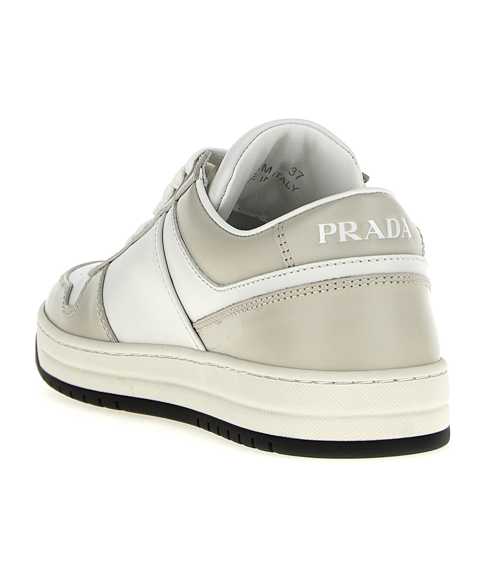 Prada Womens White Downtown Brand-plaque Leather Low-top Trainers