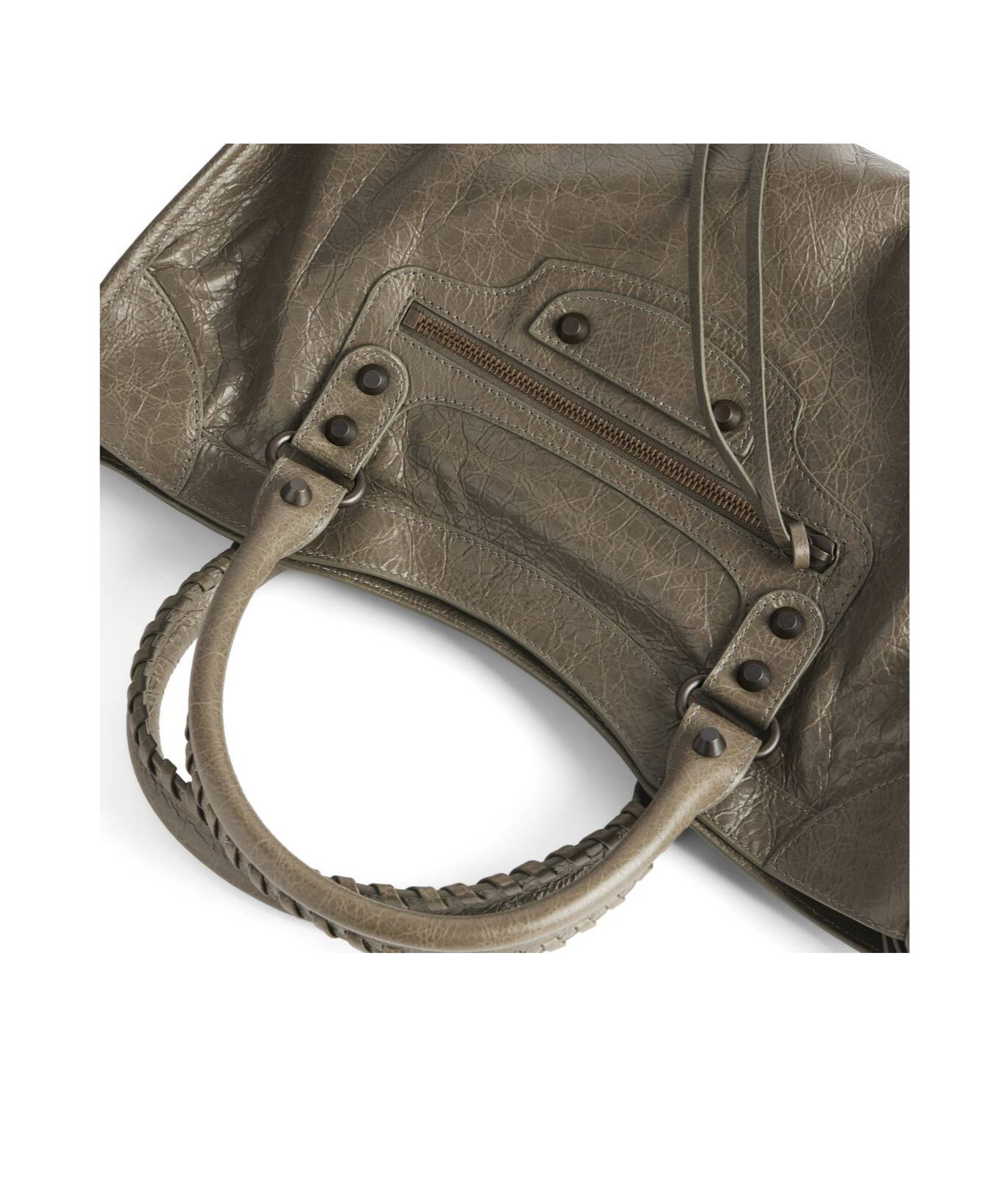 Balenciaga City Medium Leather Handbag In Green