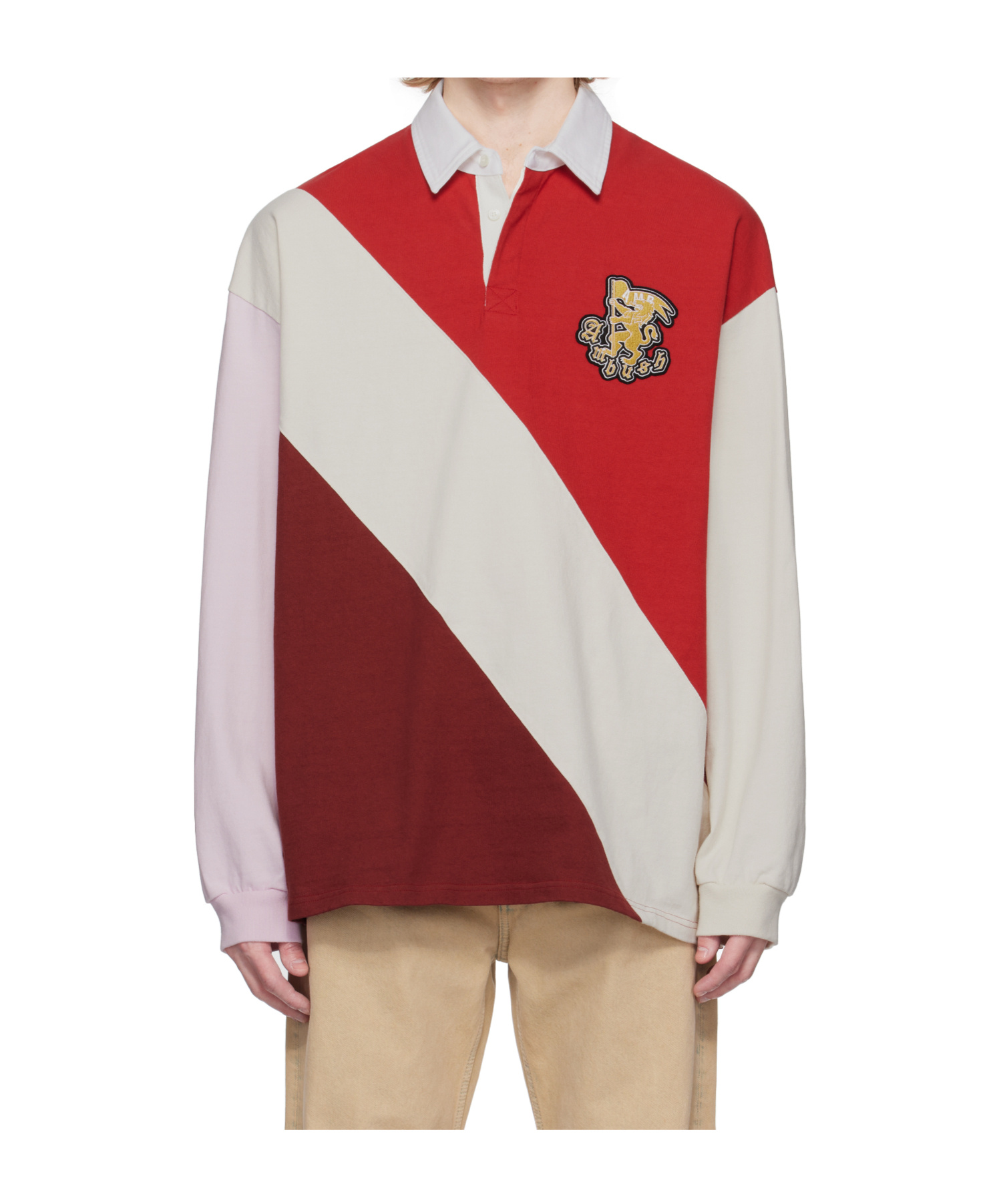 Ambush Multicolor Panelled Rugger Polo In Red