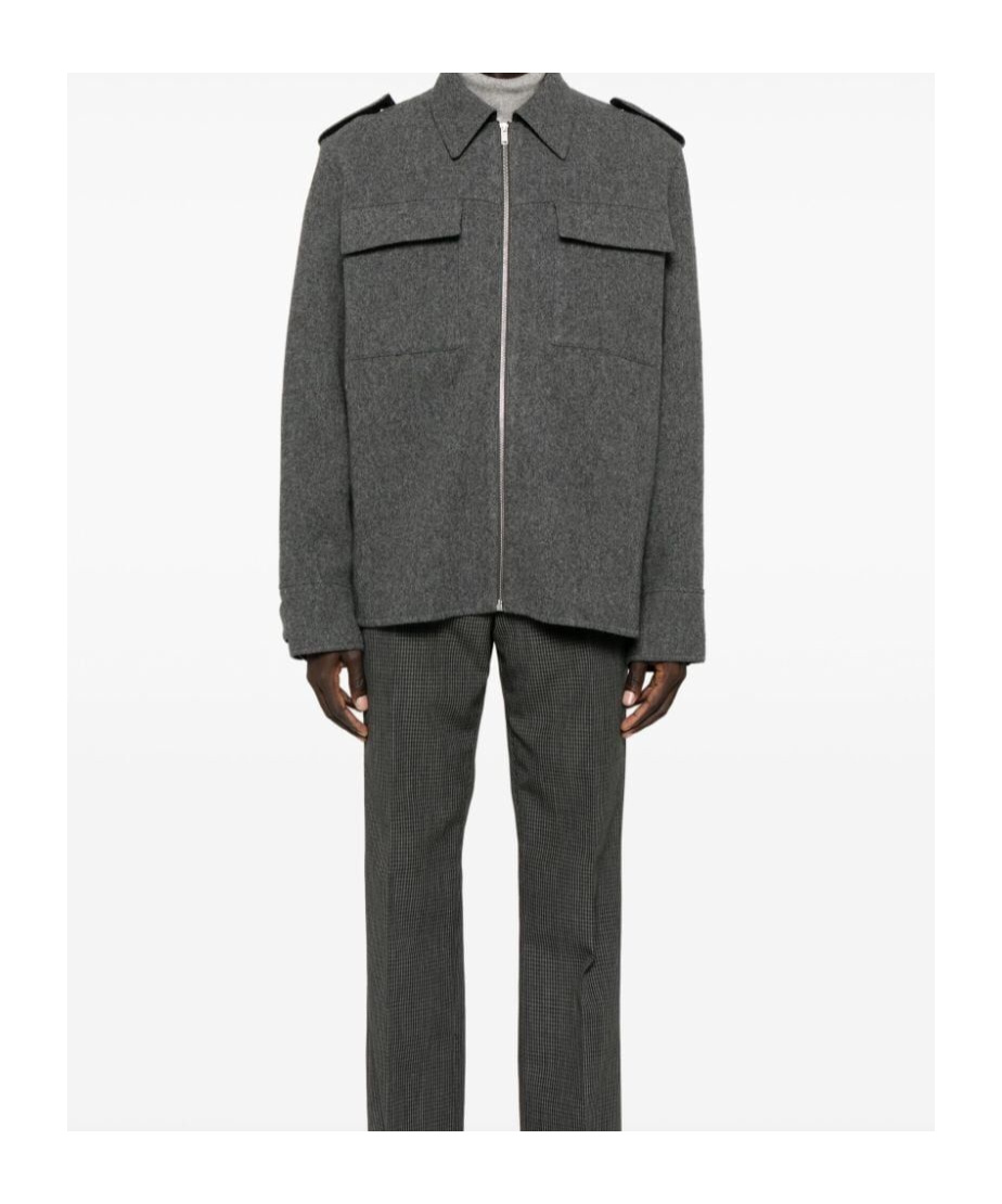 Jil Sander Structured Wool Shirt In Gray