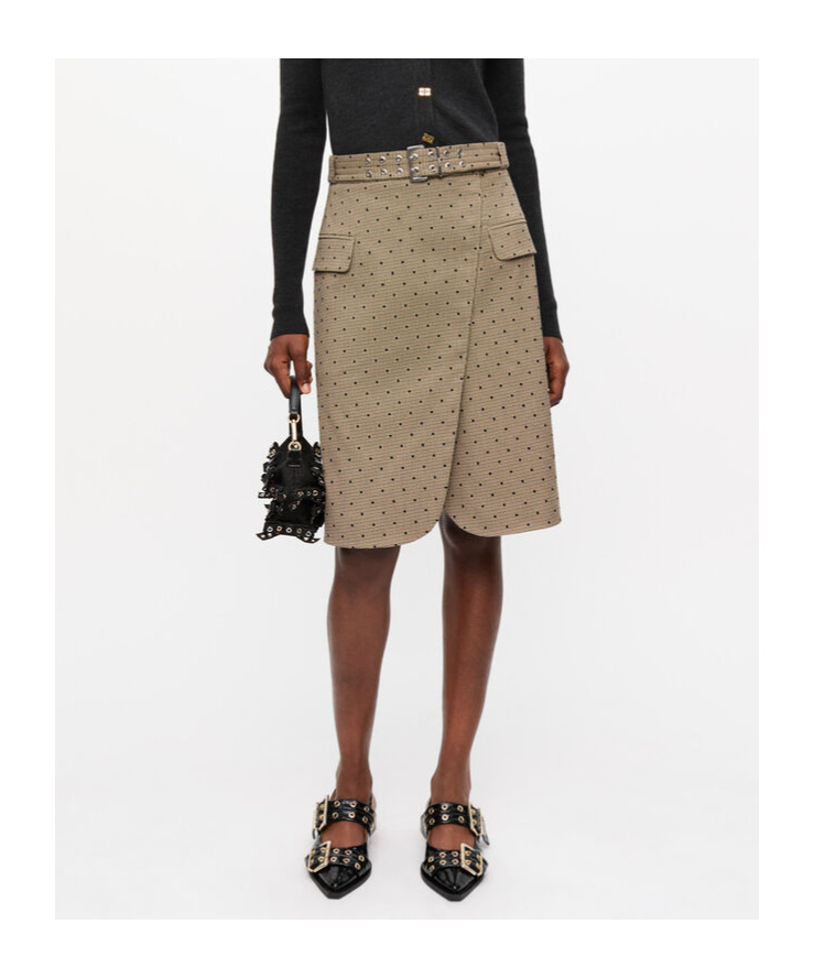 Ganni Polka Dot-print Skirt In Nude