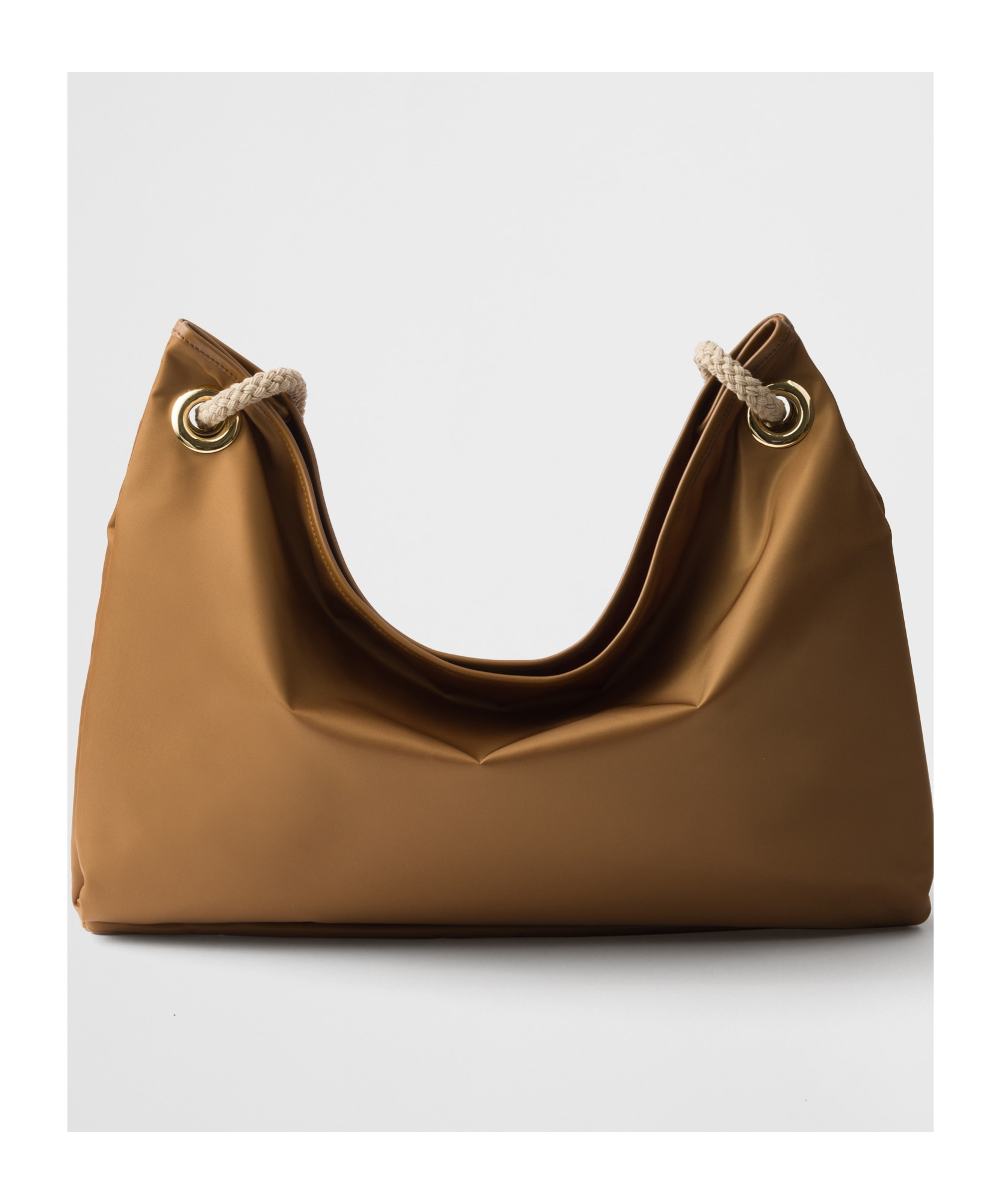 Prada Re-nylon Mariner Bucket Bag With Braided Handles In Brown