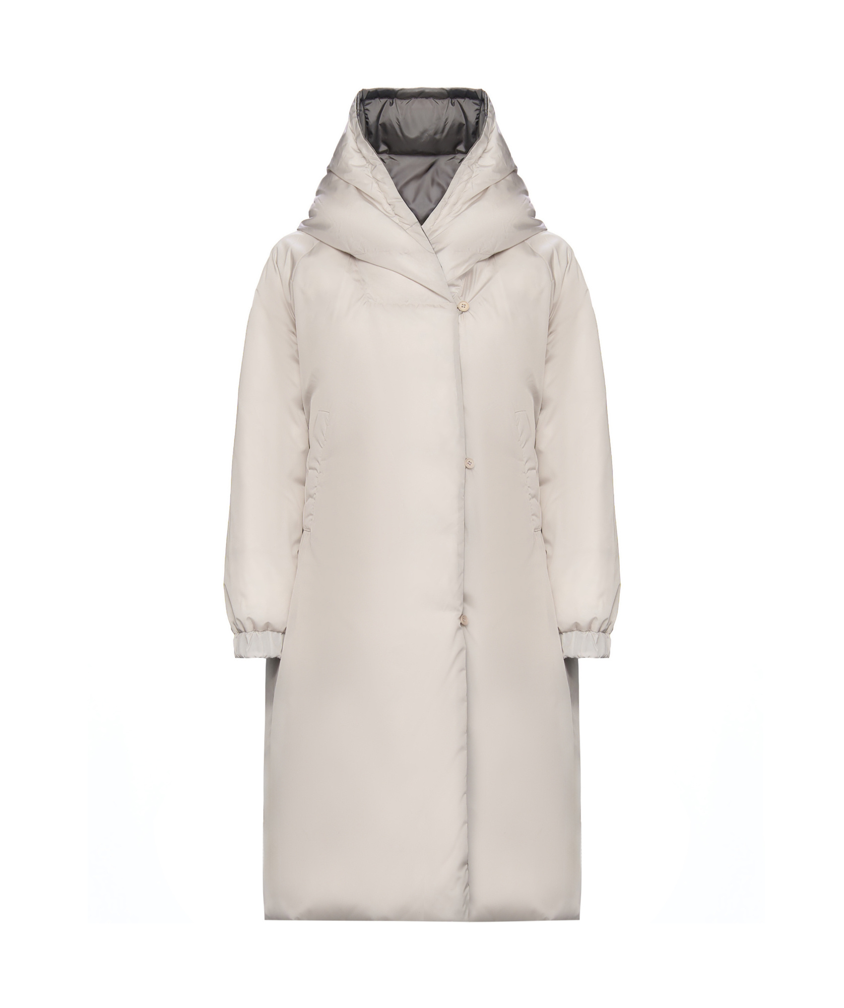 Max Mara Long-sleeved Hooded Cotton Suit In Gray