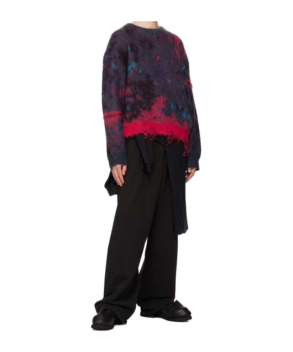 Doublet Zombie Worn Knitted Sweater In Black