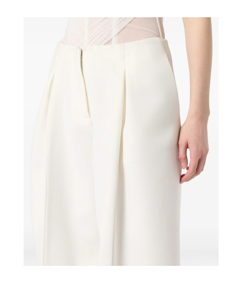 Blumarine Pleated Wide-leg Trousers In White