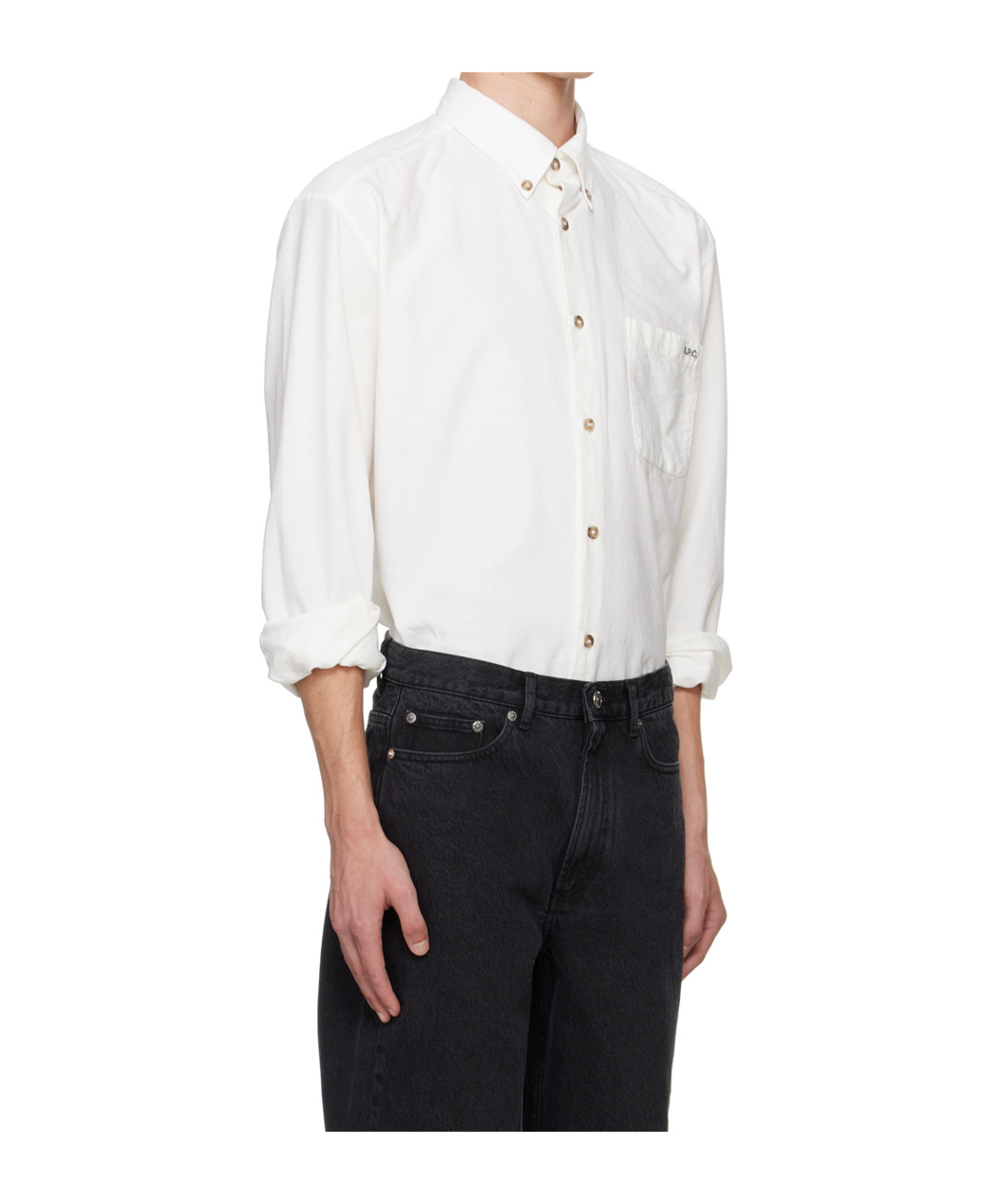 A.p.c. Classic Button-down Shirt With Subtle Logo Detail In Multi