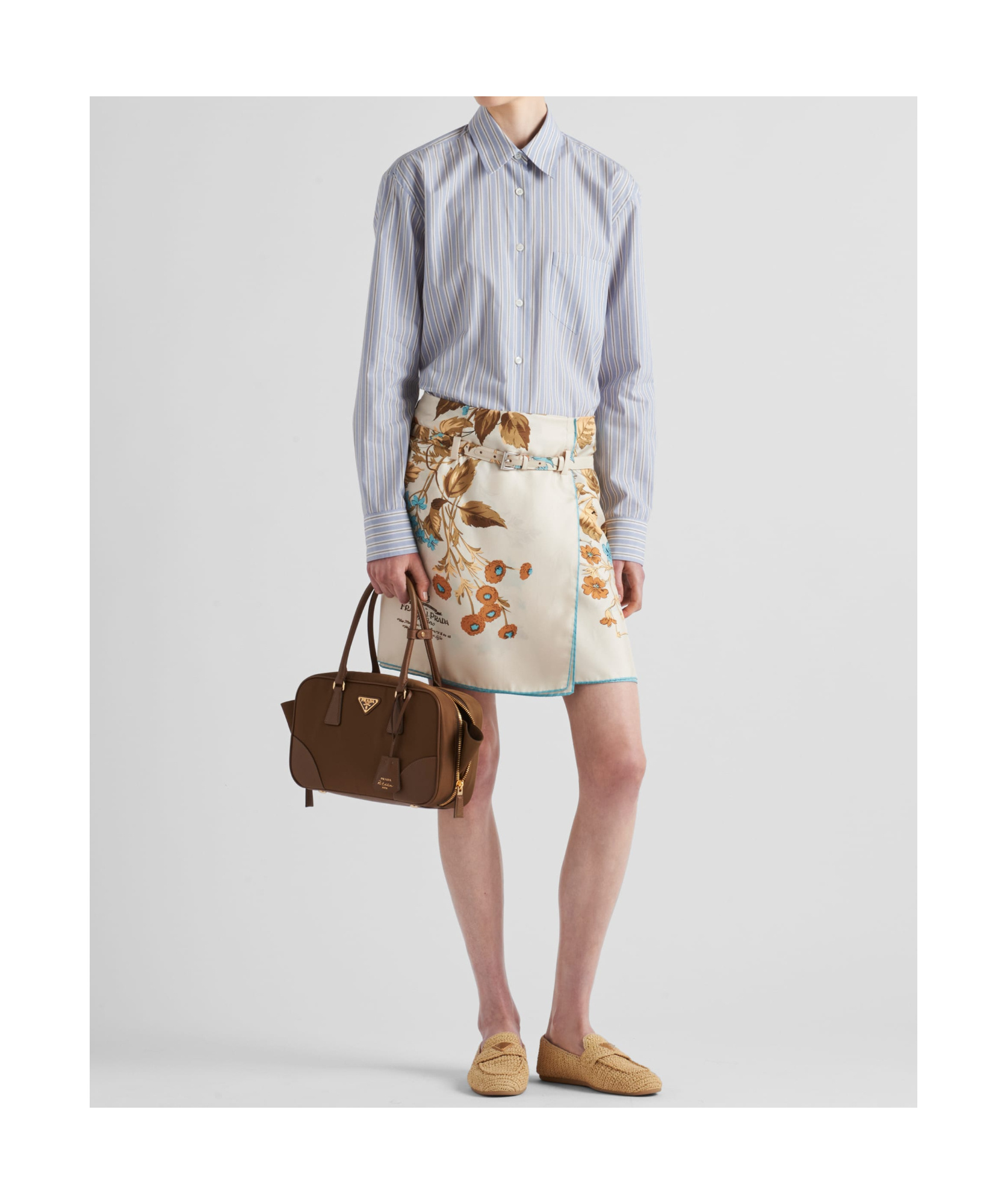 Prada Re-edition 1978 Large Re-nylon And Saffiano Leather Two-handle Bag In Brown